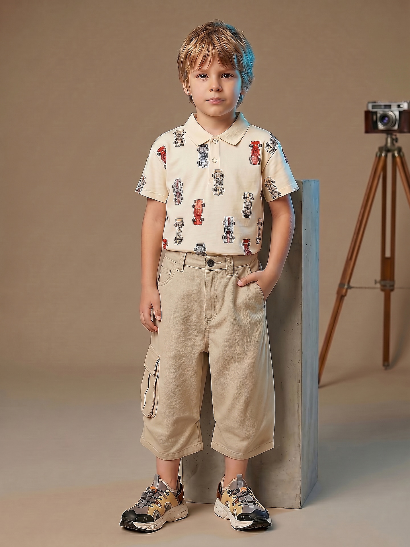 Sinsay - Bawełniane jeansy wide leg 3/4 - kremowy