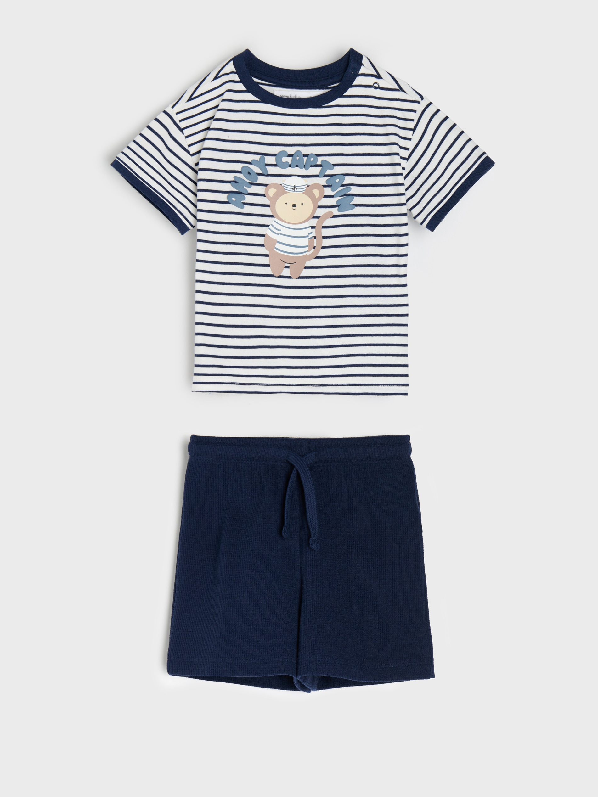 Sinsay - Bawełniany komplet w paski z nadrukiem misia - wielobarwny