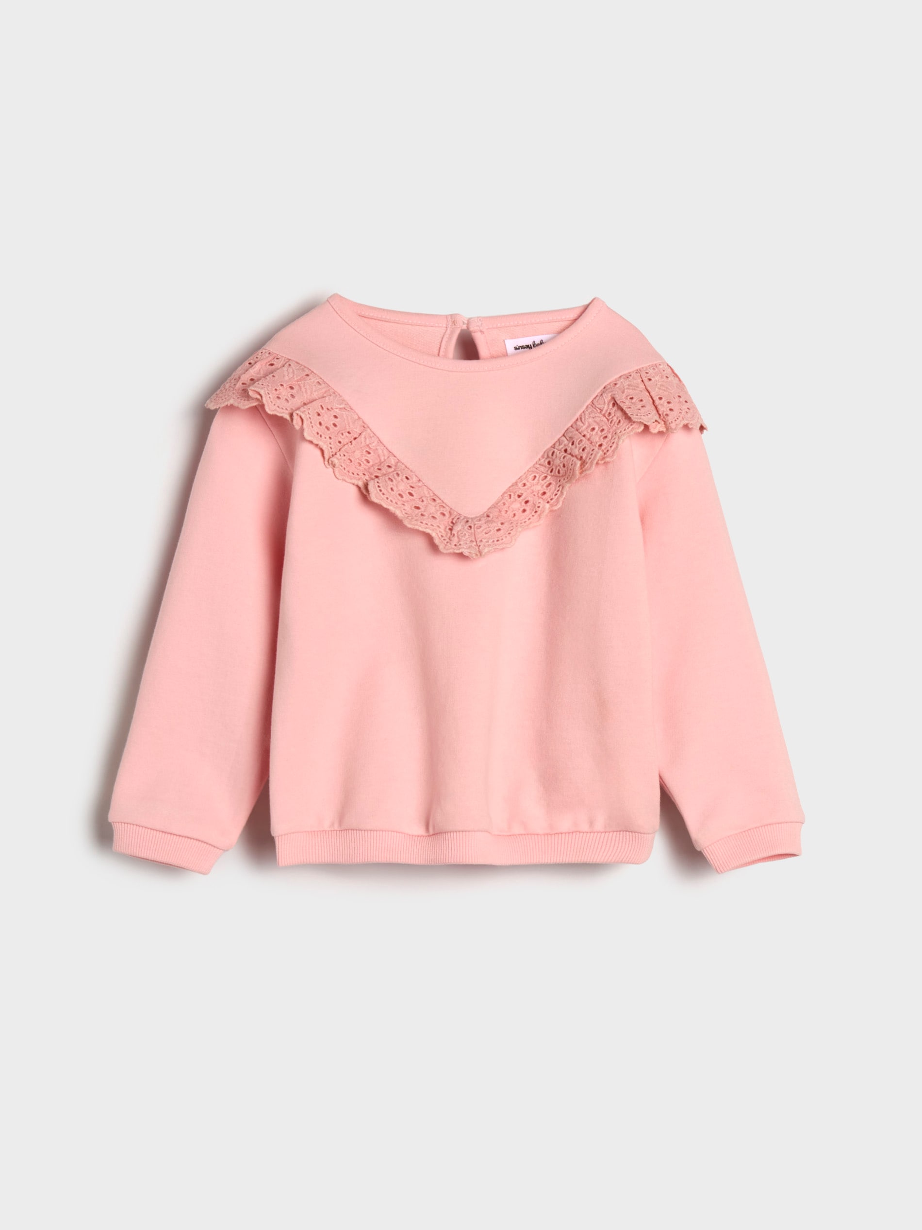 Sinsay - Bluza z haftowaną falbanką - różowy