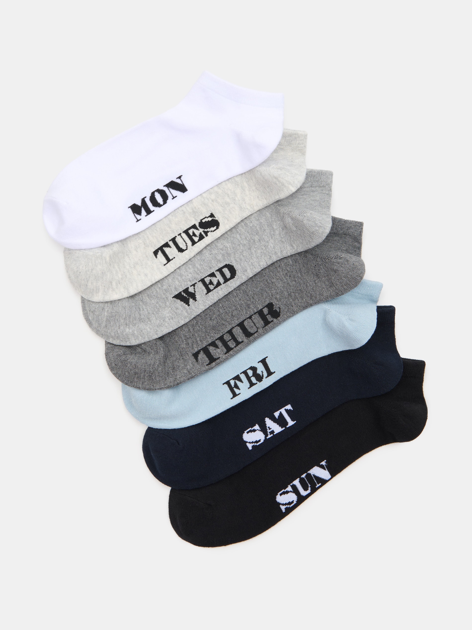 Sinsay - Zestaw krótkich skarpet z dniami tygodnia 7 pack - wielobarwny