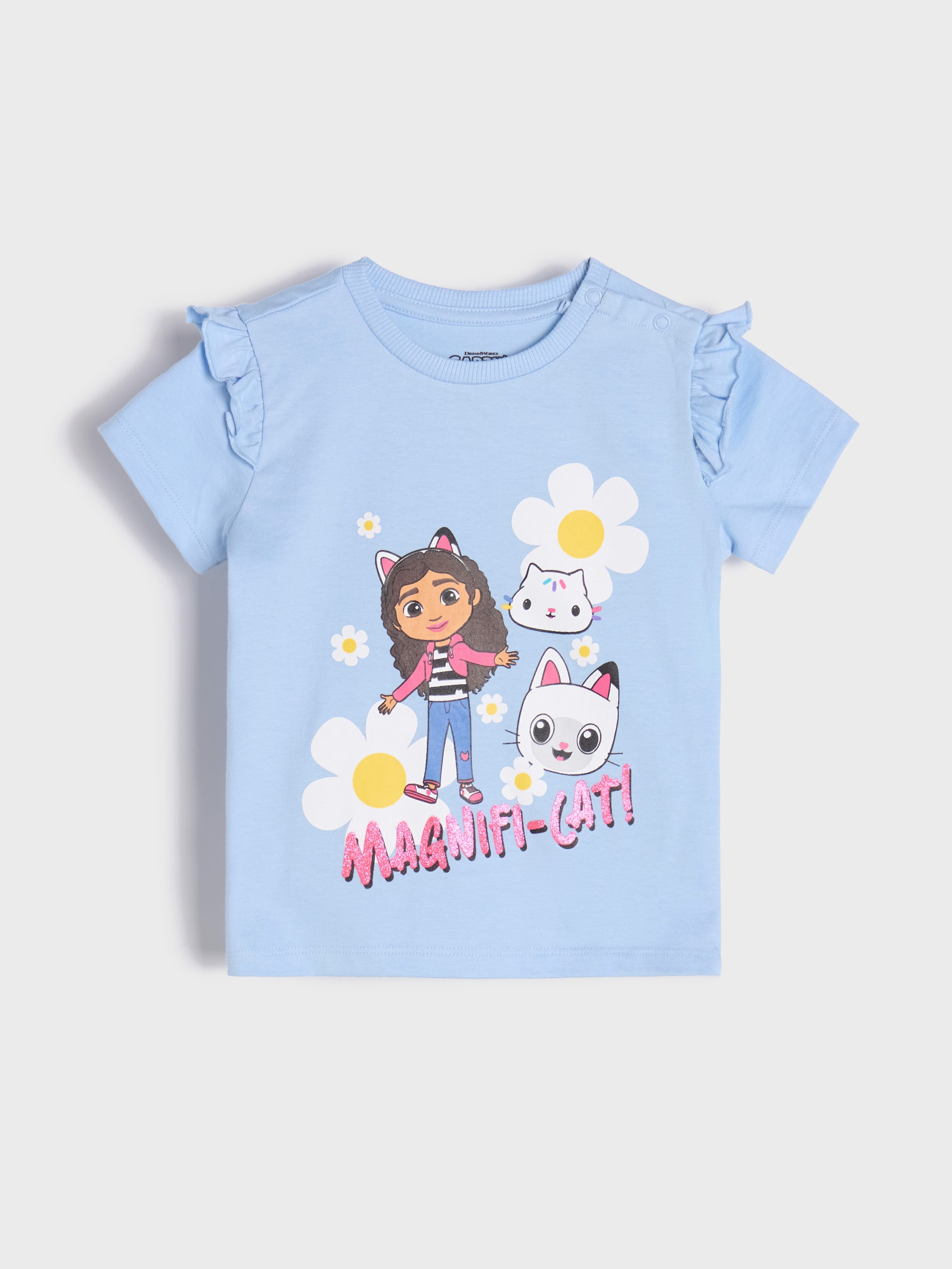 Sinsay - Bawełniana koszulka z nadrukiem Gabby's Dollhouse - niebieski