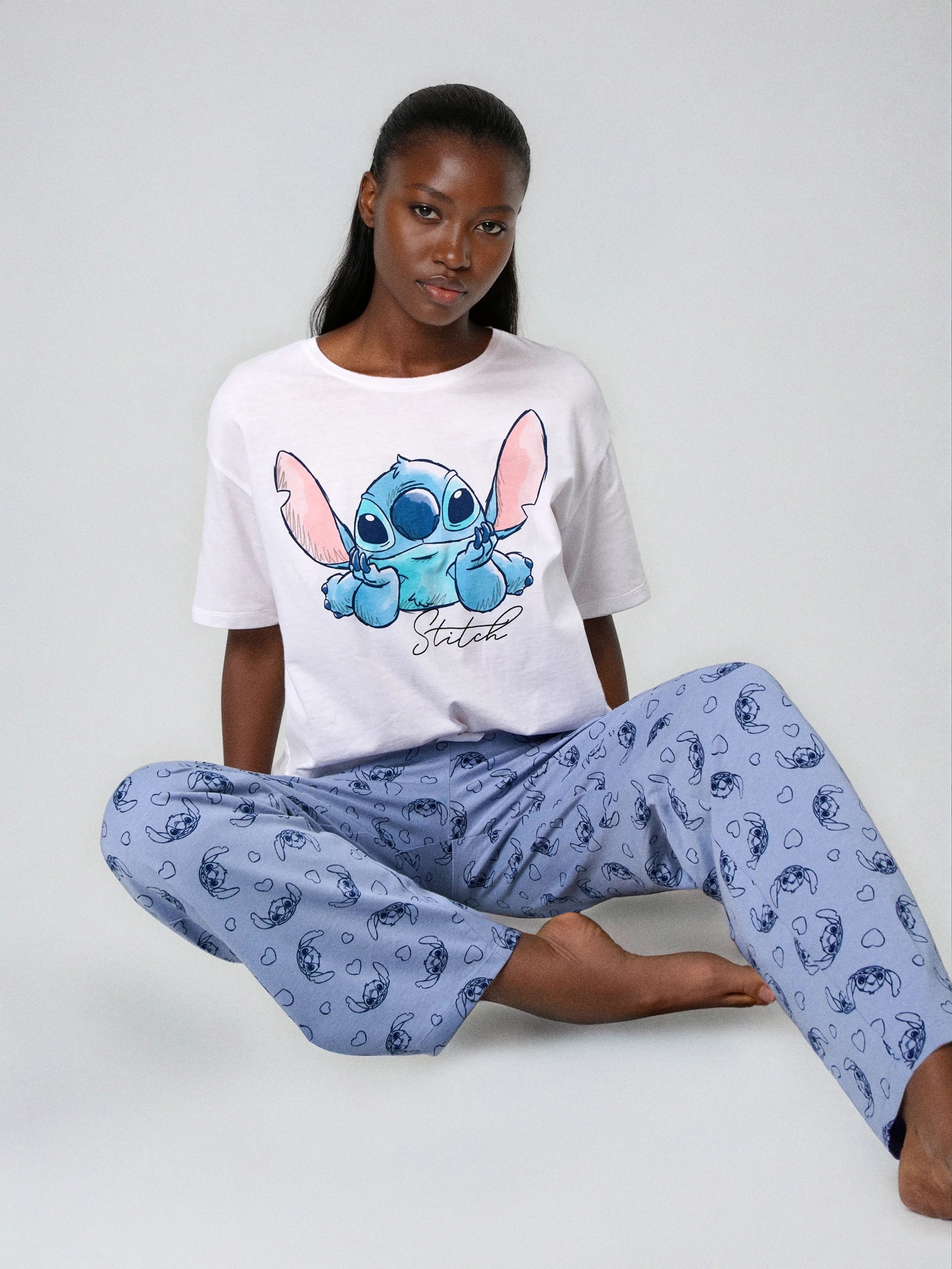 Sinsay - Βαμβακερή πιτζάμα δύο τεμαχίων Stitch - λευκο φωτογραφία