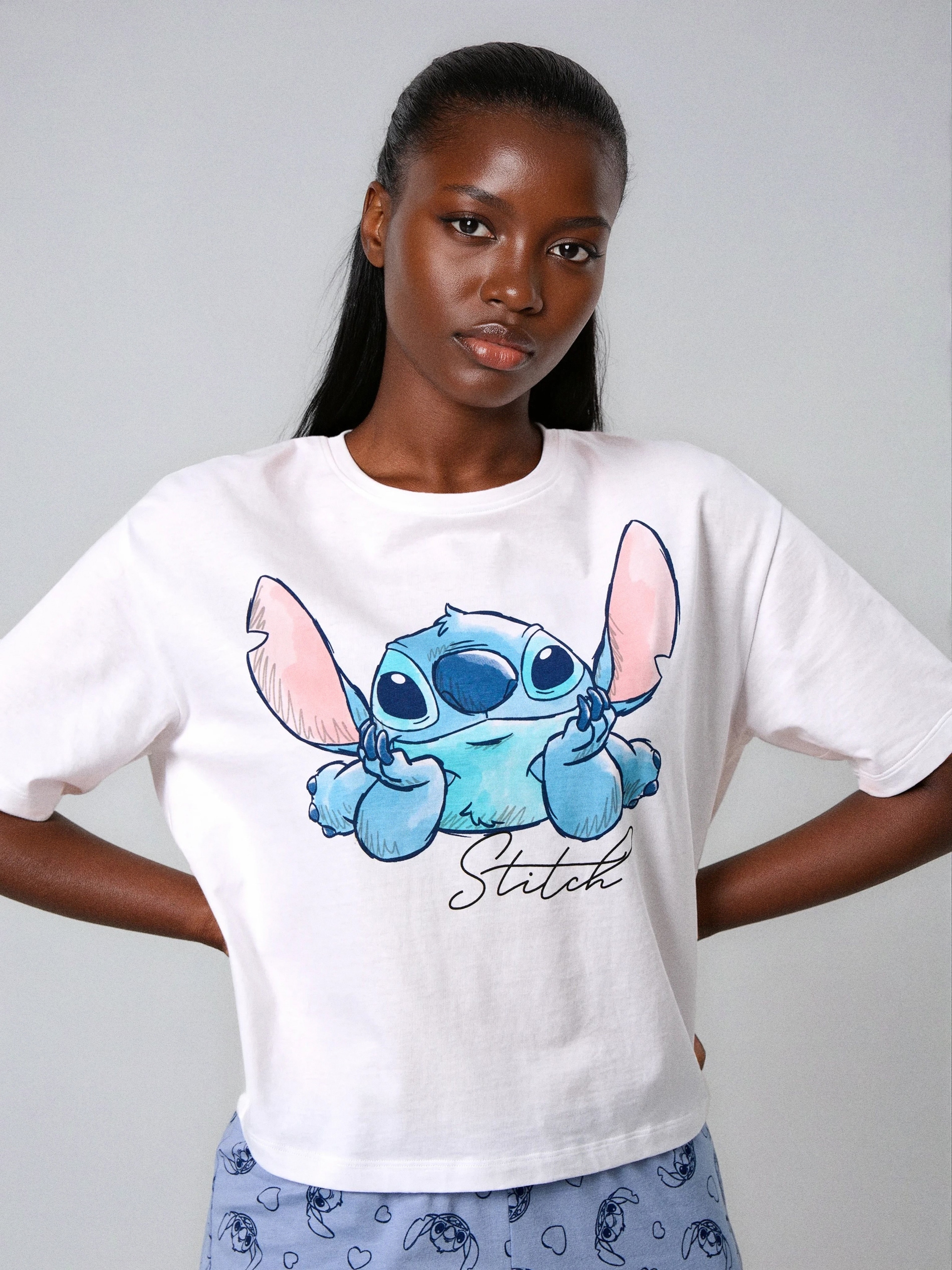 Sinsay - Βαμβακερή πιτζάμα δύο τεμαχίων Stitch - λευκο φωτογραφία