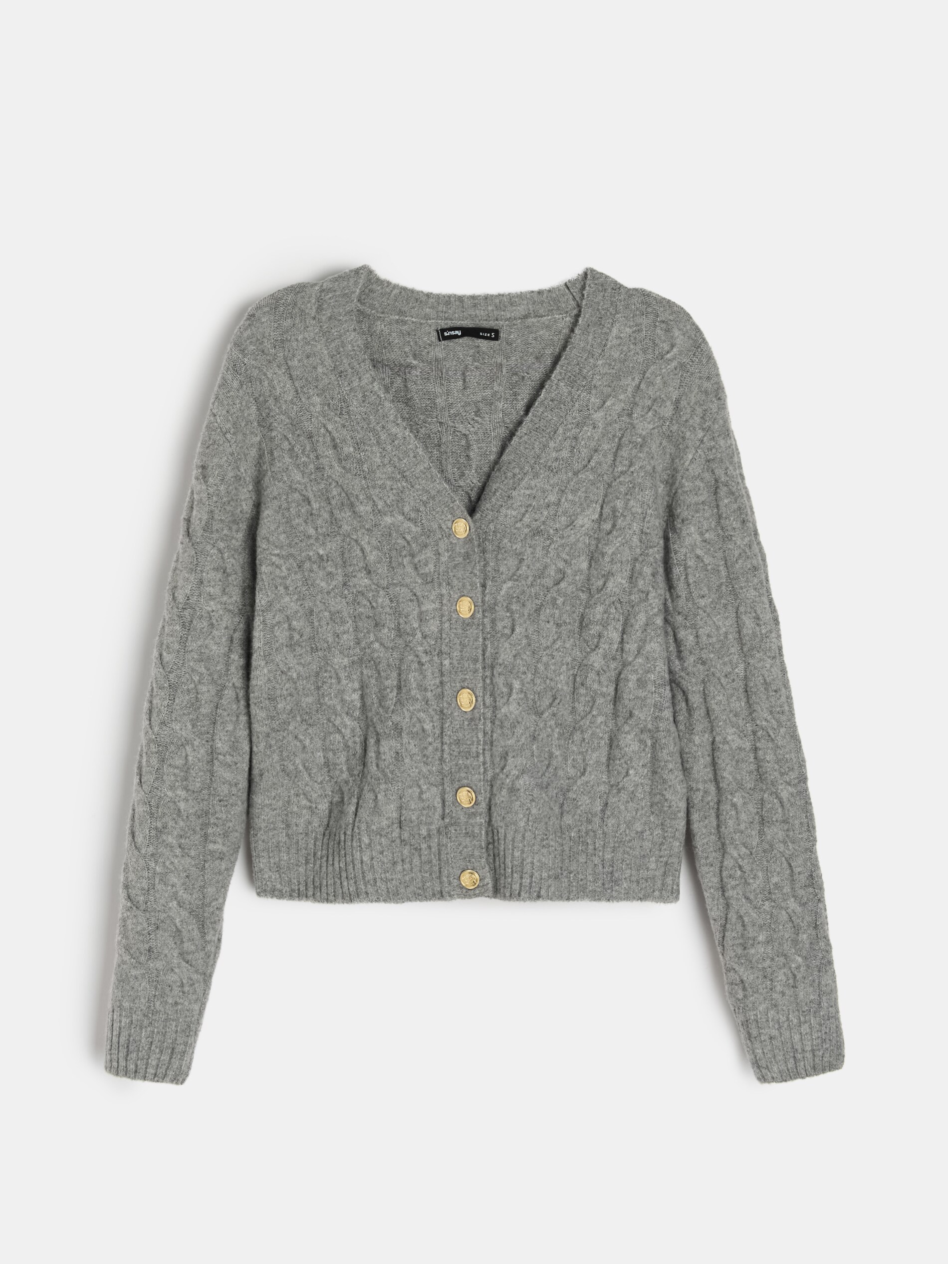 Sinsay - Πουλόβερ με λαιμόκοψη V - ανοιχτό γκρι φωτογραφία