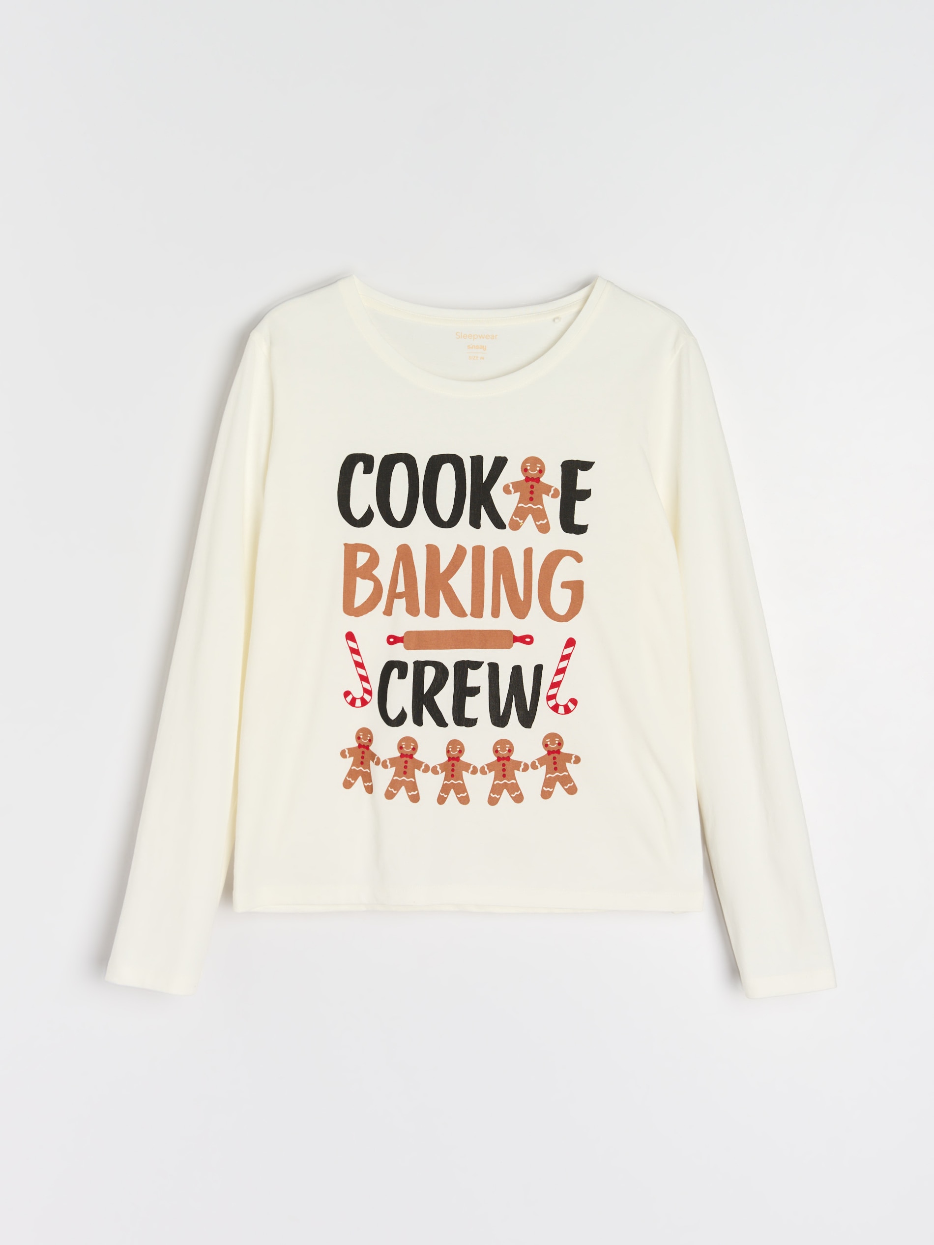 Sinsay - Βαμβακερή πιτζάμα με σχέδιο τζίντζερμπρεντ - λευκο φωτογραφία