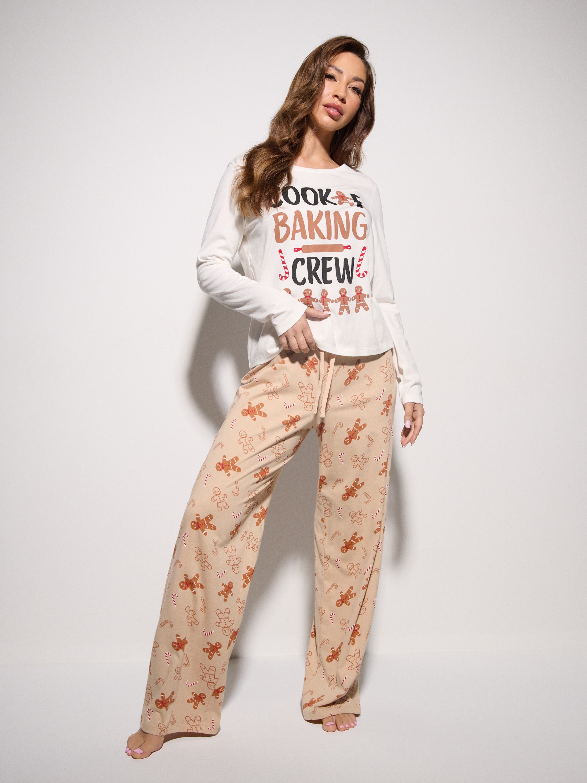 Sinsay - Βαμβακερή πιτζάμα με σχέδιο τζίντζερμπρεντ - λευκο φωτογραφία