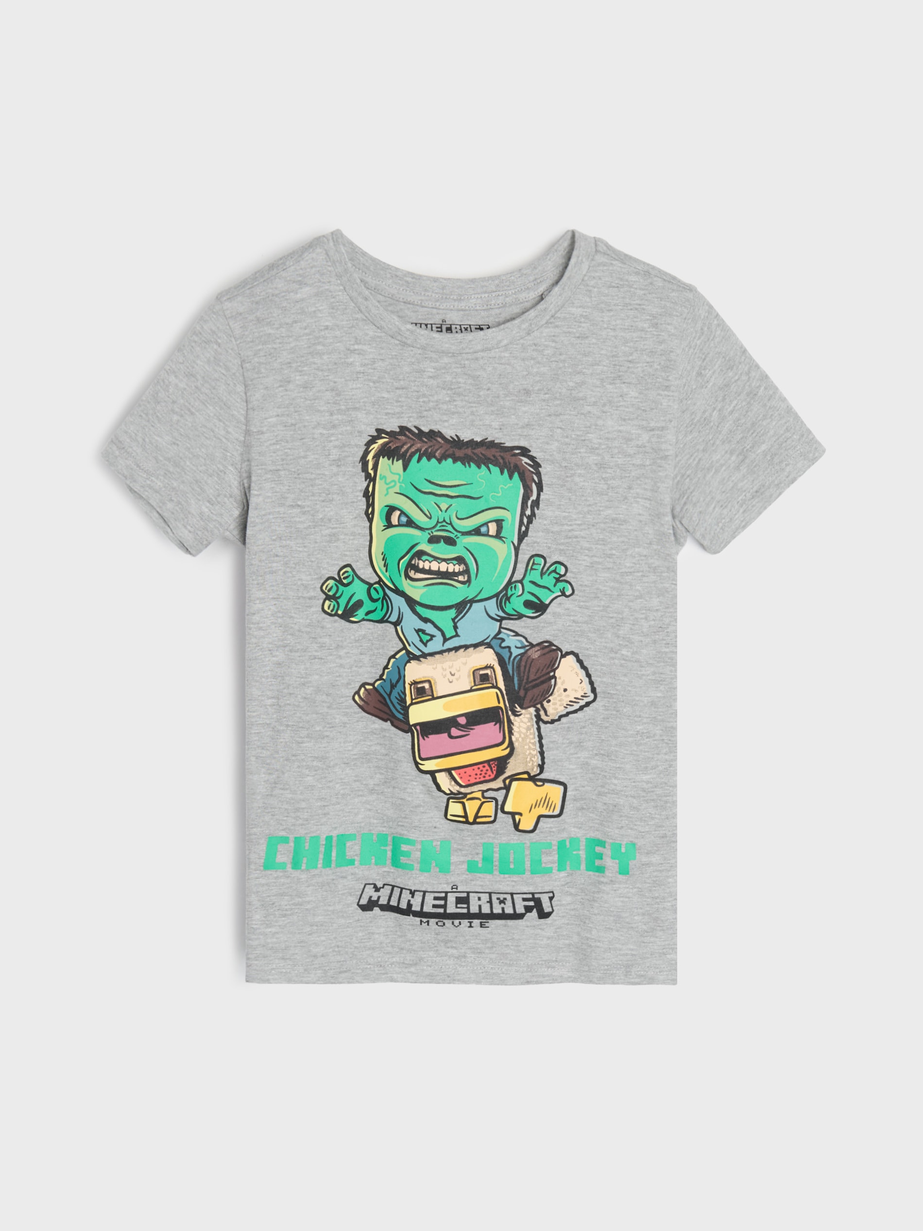 Sinsay - Βαμβακερό μπλουζάκι με στάμπα Minecraft - ανοιχτό γκρι φωτογραφία