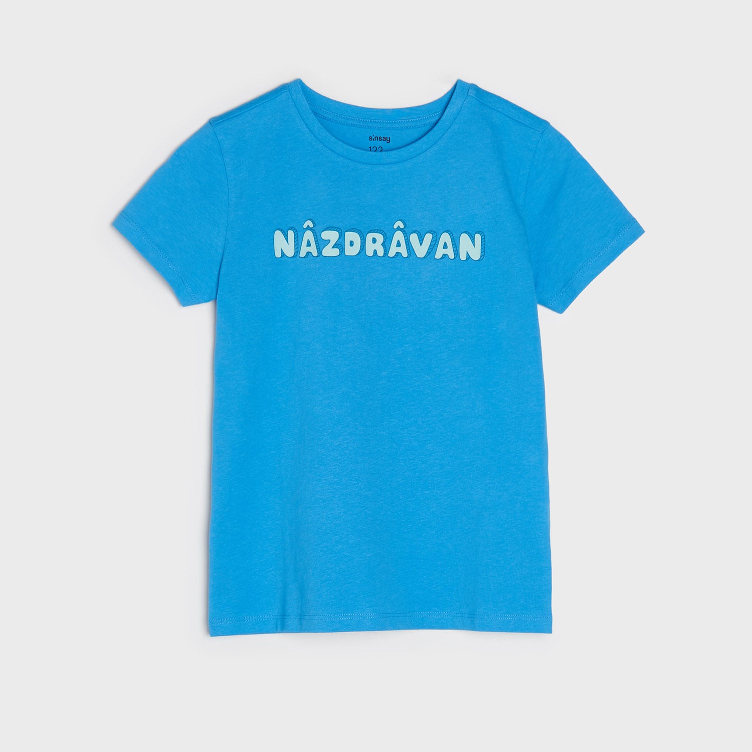 Sinsay - Tricou cu inscriptie - Albastru