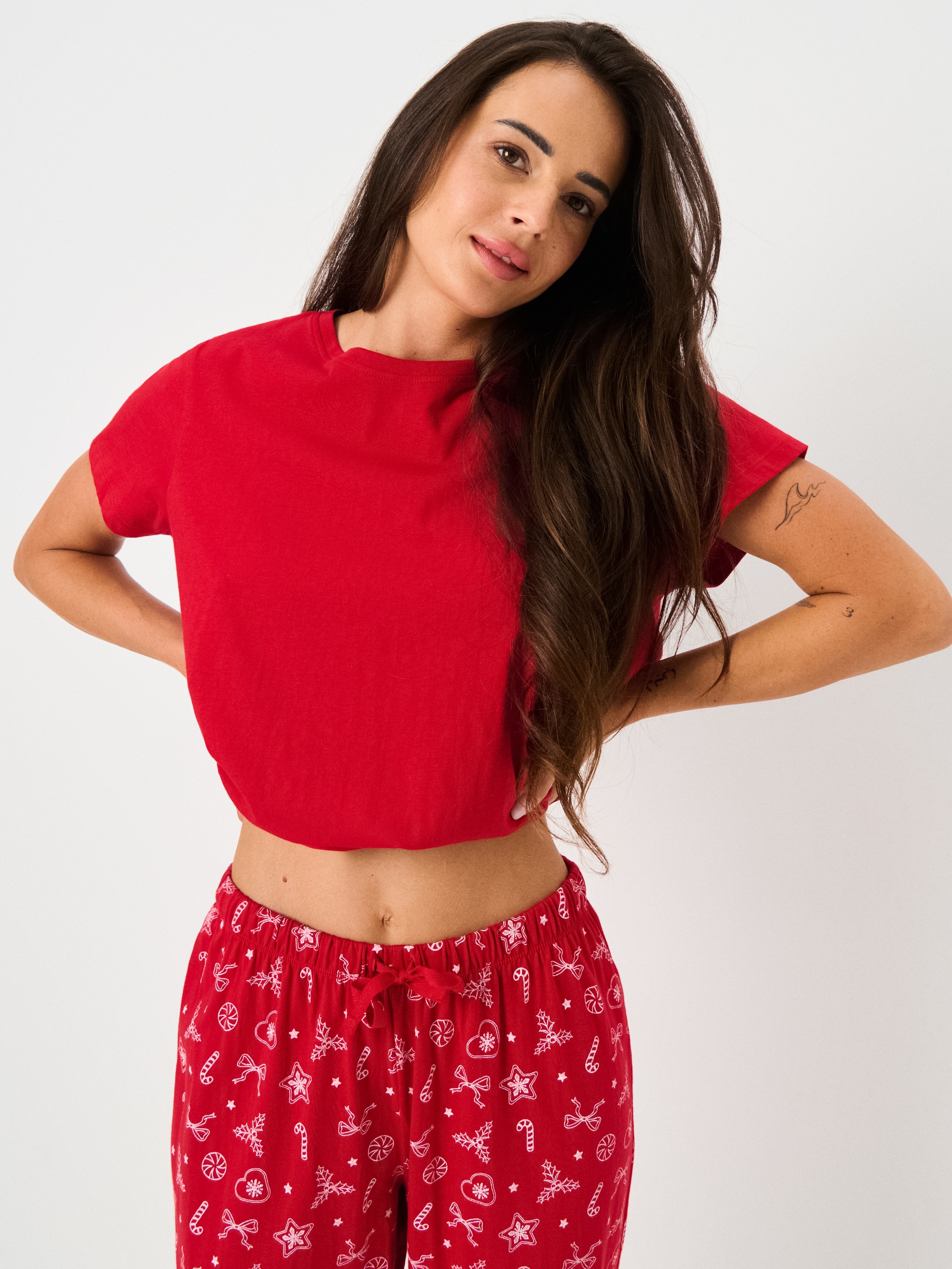 Sinsay - Βαμβακερή πιτζάμα δύο τεμαχίων - κοκκινο φωτογραφία