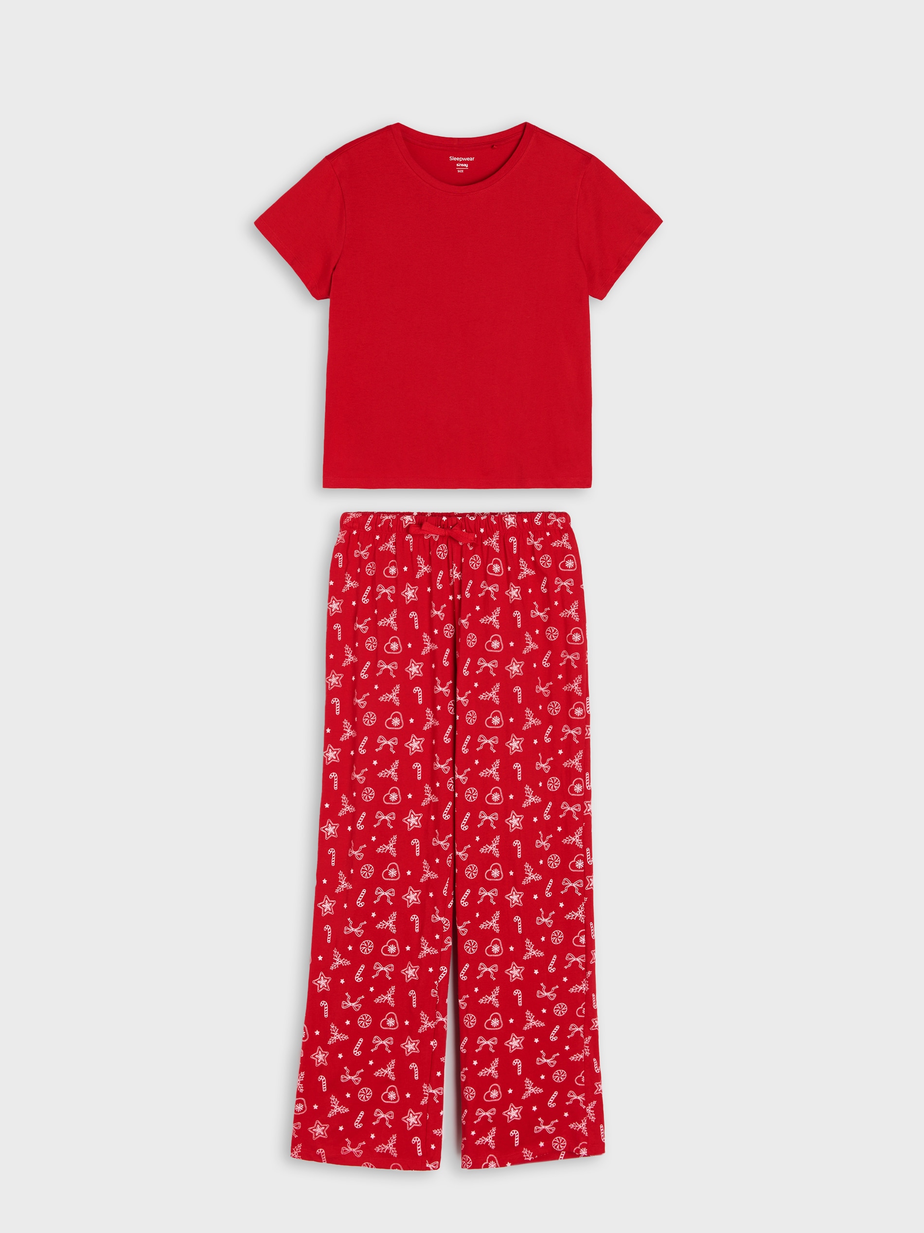 Sinsay - Βαμβακερή πιτζάμα δύο τεμαχίων - κοκκινο φωτογραφία