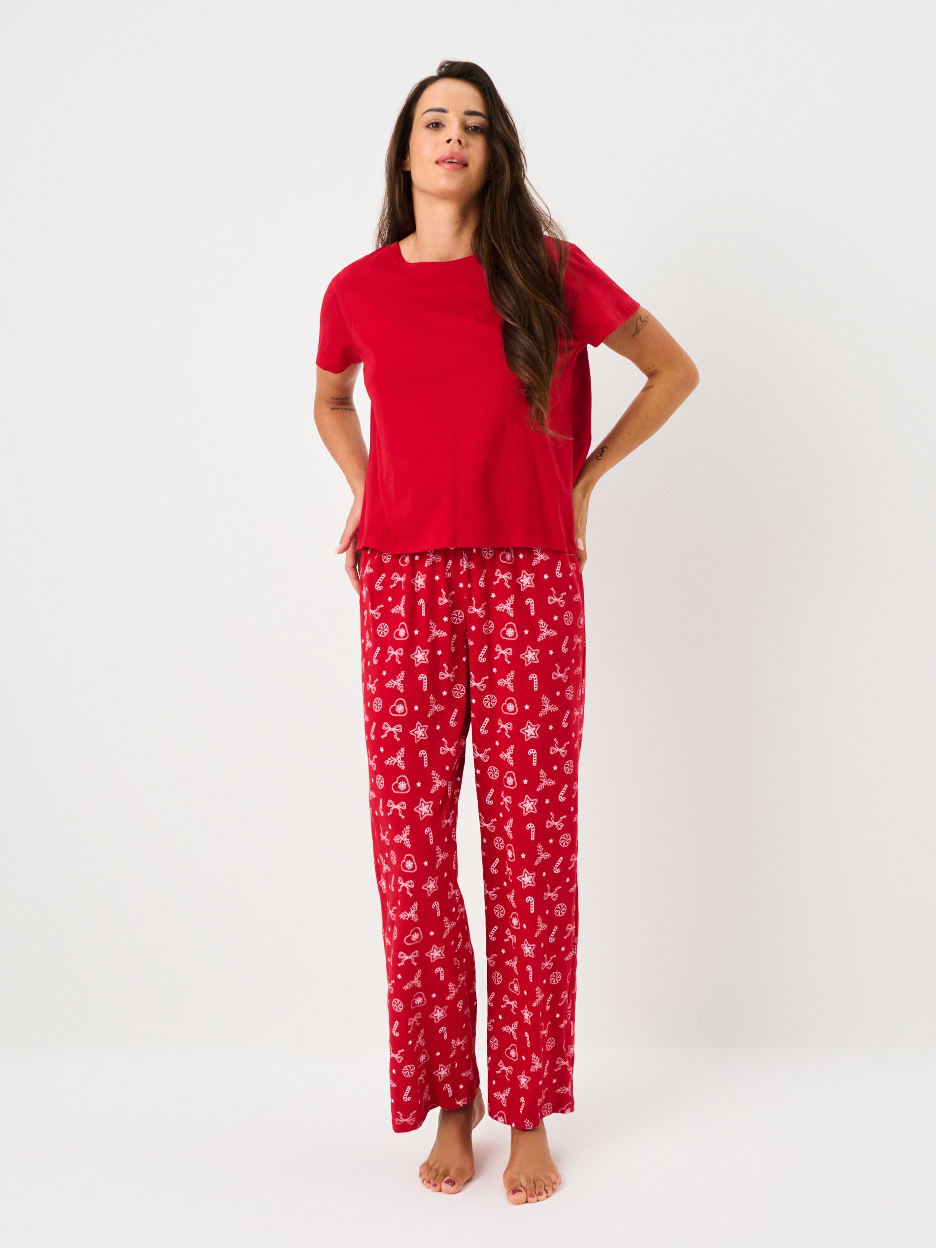 Sinsay - Βαμβακερή πιτζάμα δύο τεμαχίων - κοκκινο φωτογραφία