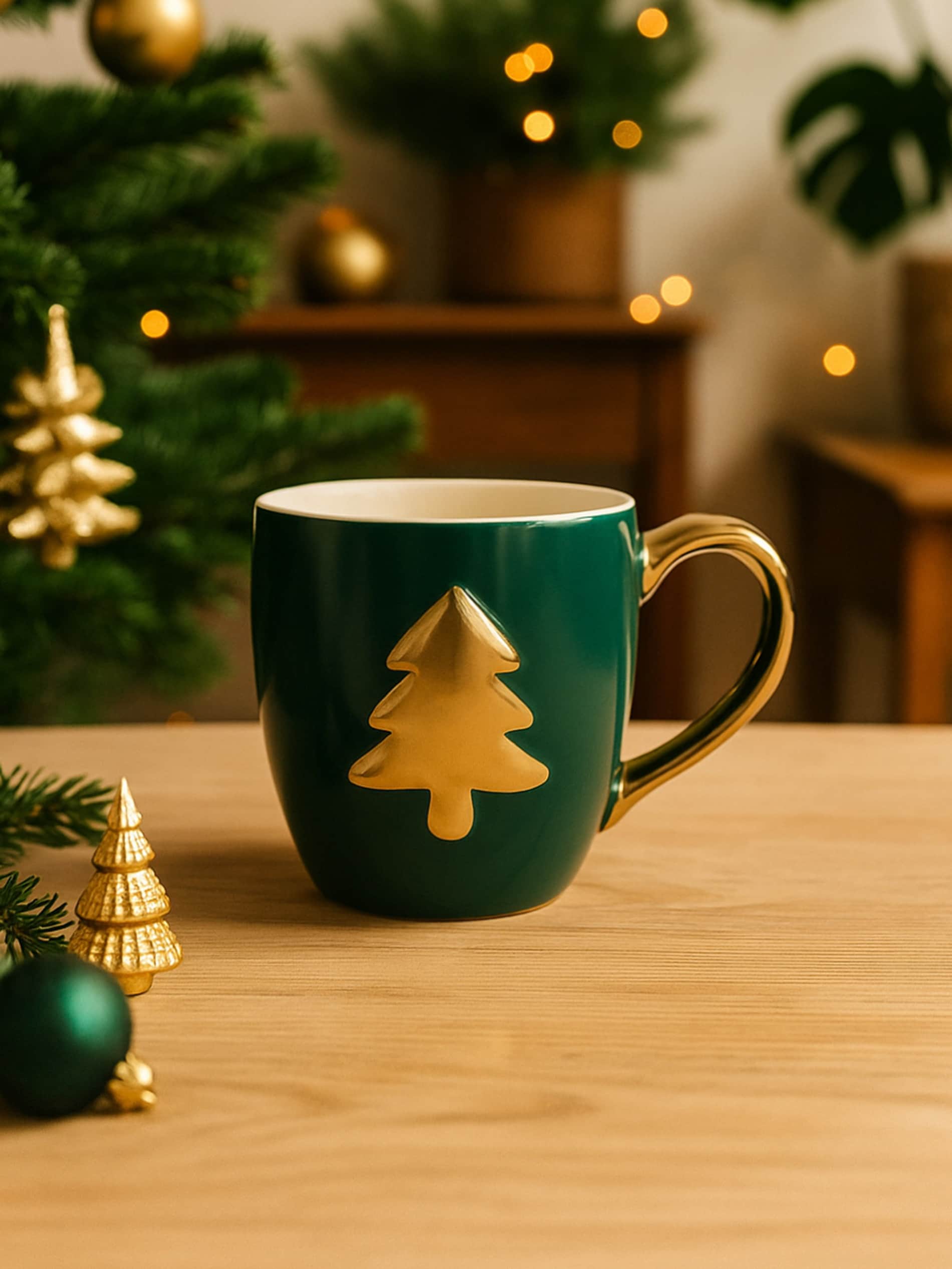 Sinsay - Χριστουγεννιάτικη κούπα με μοτίβο δέντρου - πρασινο φωτογραφία