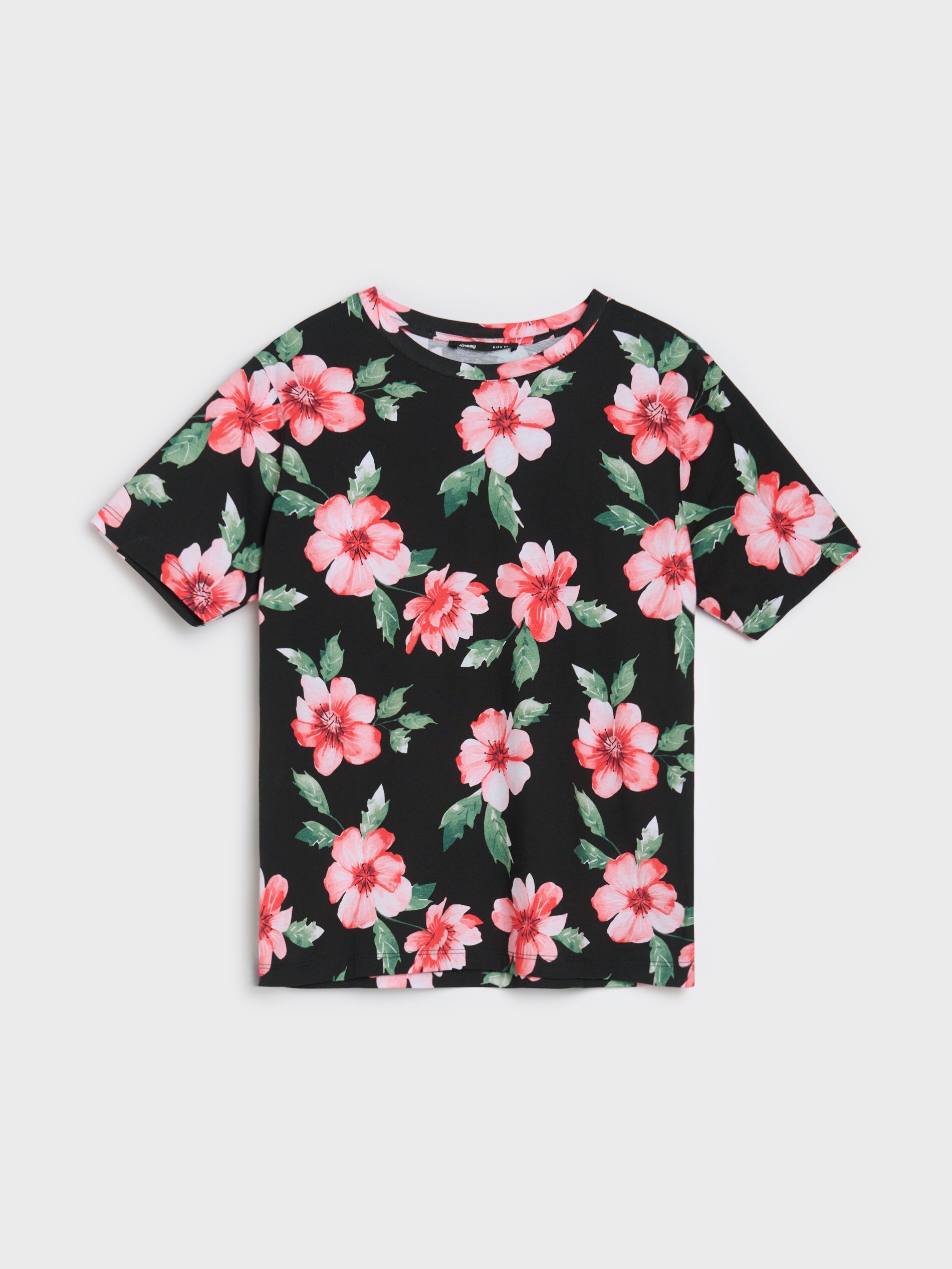 Sinsay - Μπλούζα με σχέδια και κοντά μανίκια - μαυρο φωτογραφία