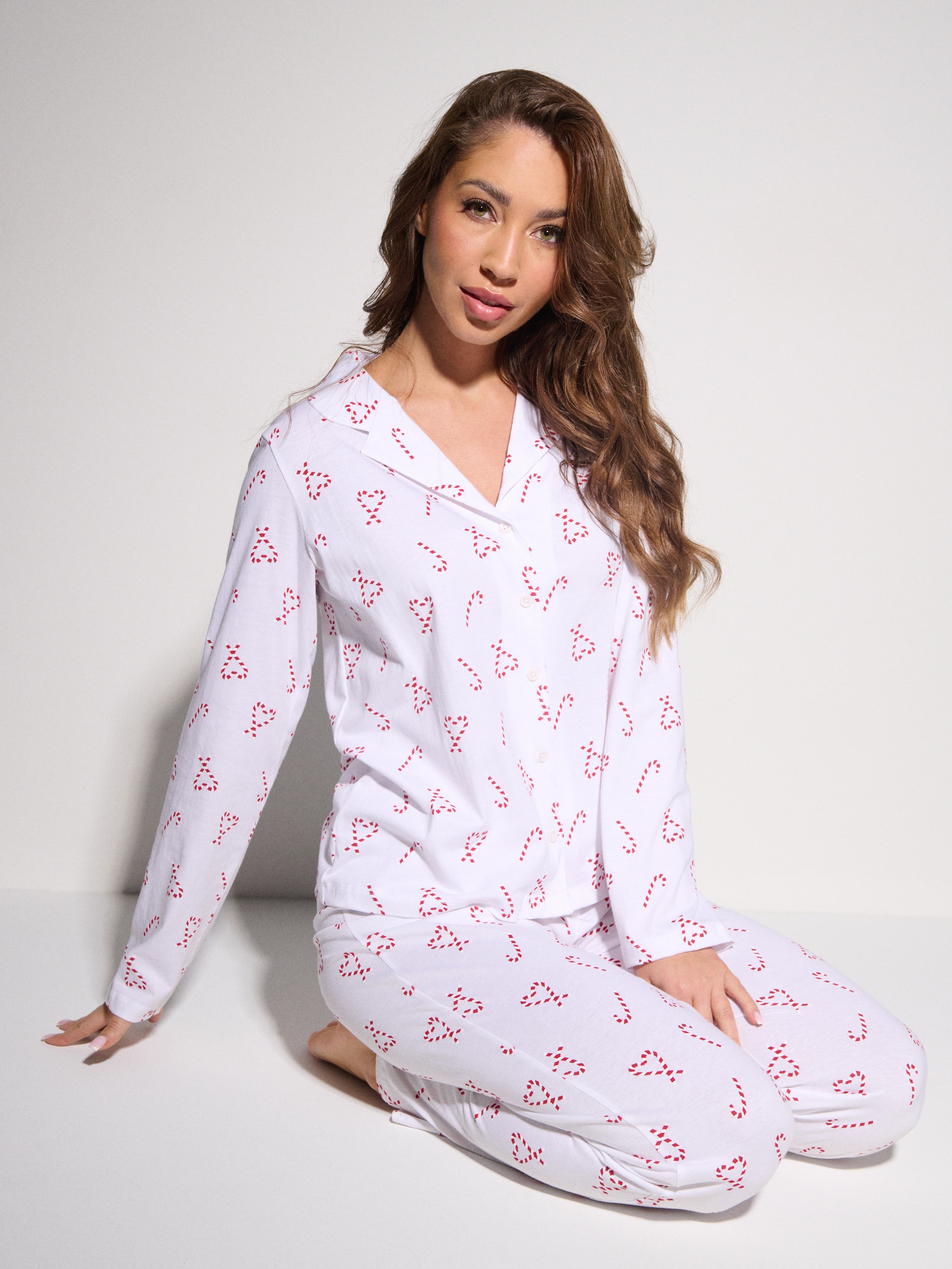 Sinsay - Βαμβακερή πιτζάμα δύο τεμαχίων - λευκο φωτογραφία