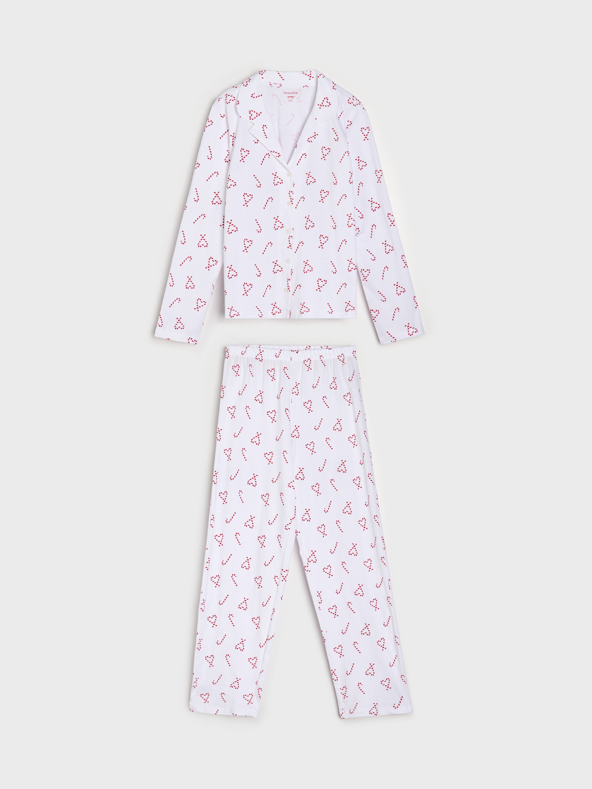 Sinsay - Βαμβακερή πιτζάμα δύο τεμαχίων - λευκο φωτογραφία