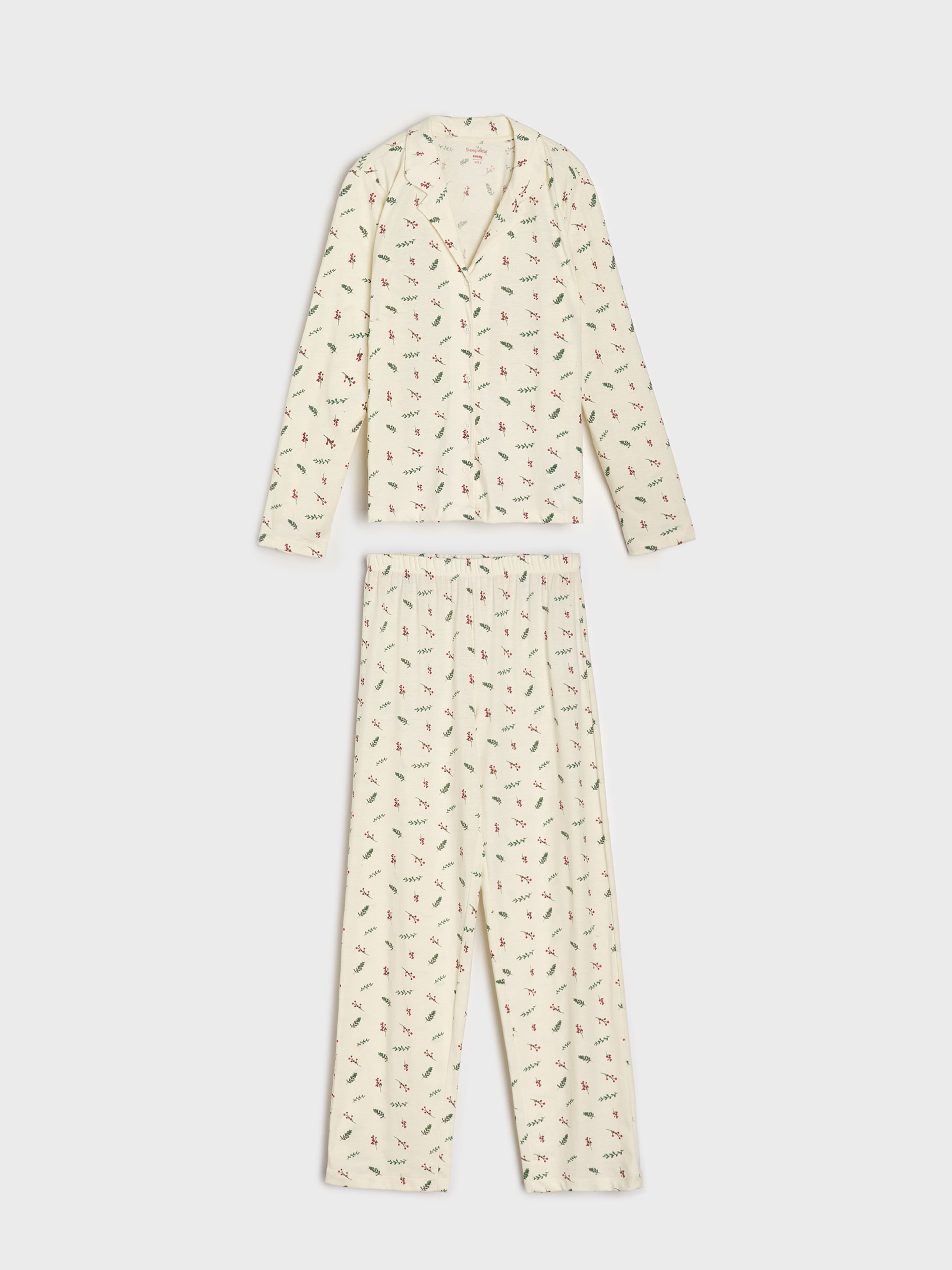 Sinsay - Βαμβακερή πιτζάμα δύο τεμαχίων - κρεμ φωτογραφία