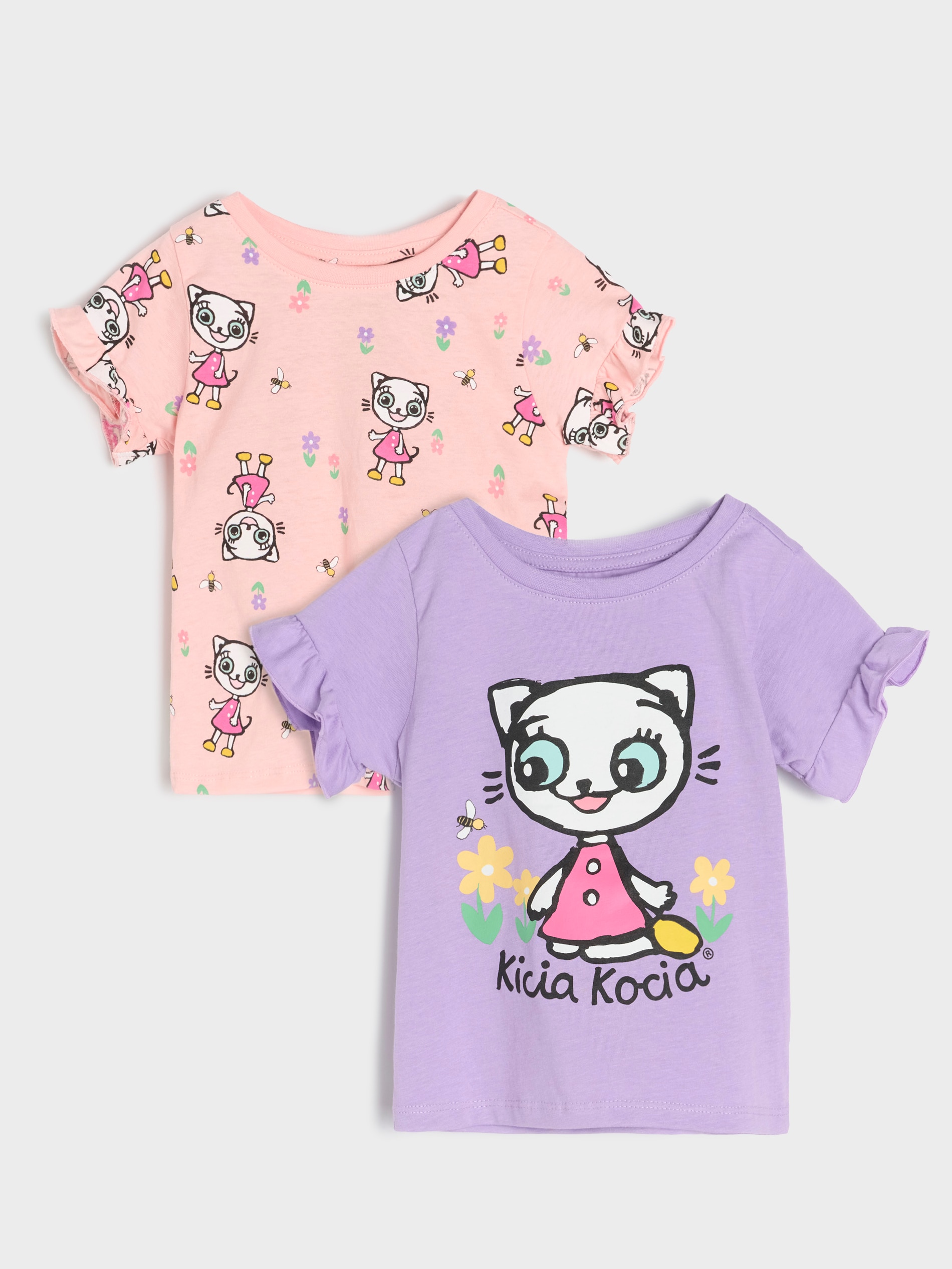 Sinsay - Koszulki 2 pack Kicia Kocia - fioletowy
