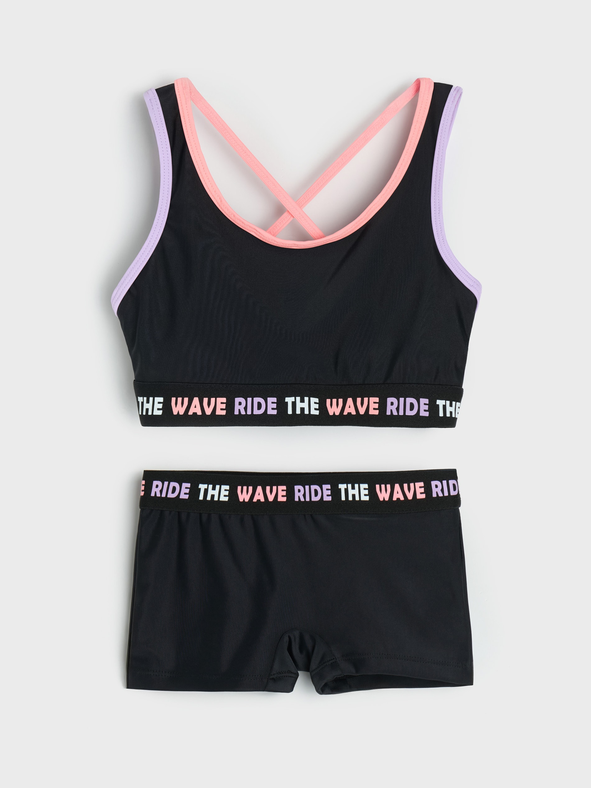 Sinsay - Strój kąpielowy dwuczęściowy z ozdobnym tyłem - czarny