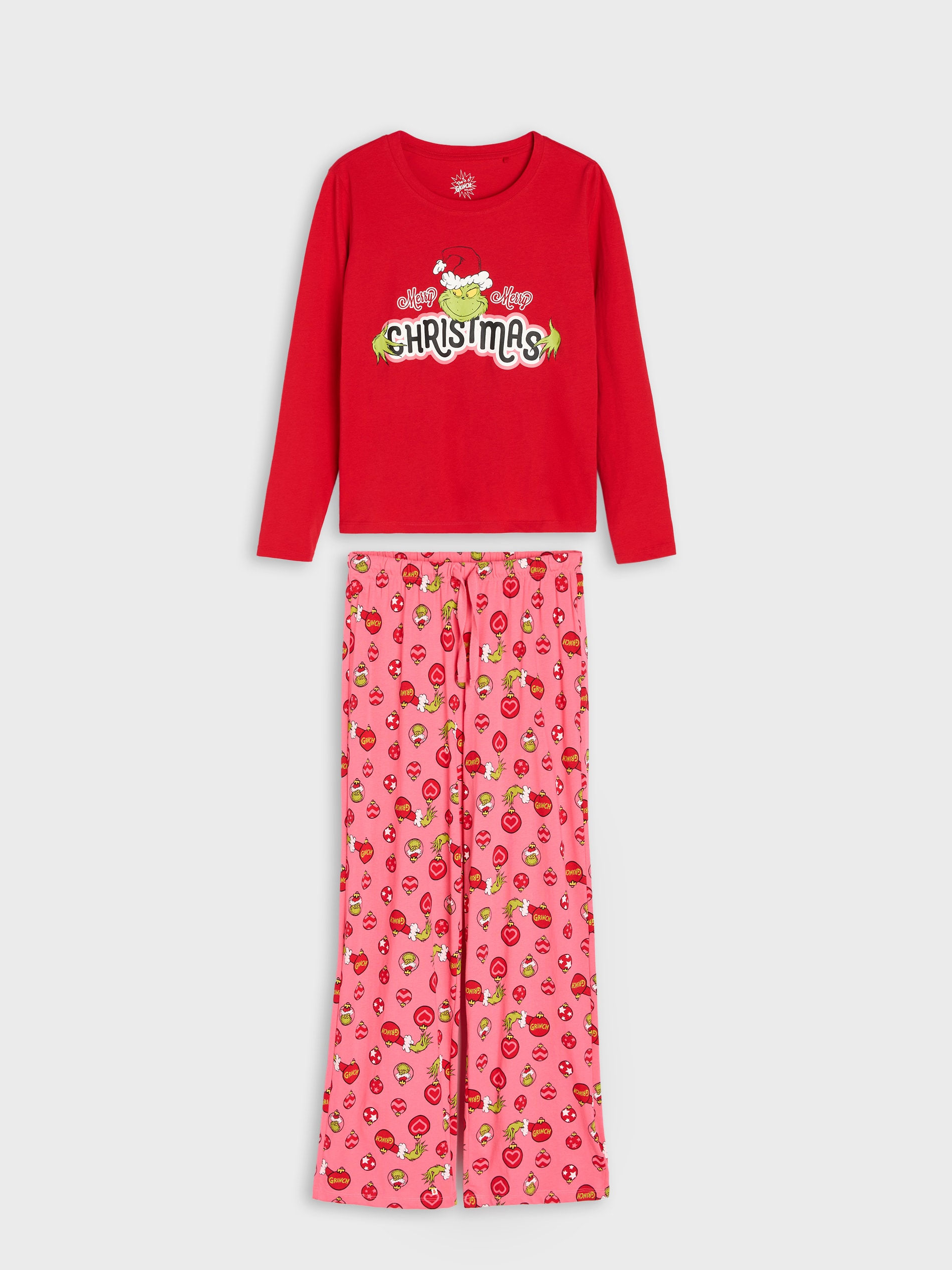 Sinsay - Πυτζάμα δύο τεμαχίων από βαμβάκι με τύπωμα Grinch - κοκκινο φωτογραφία