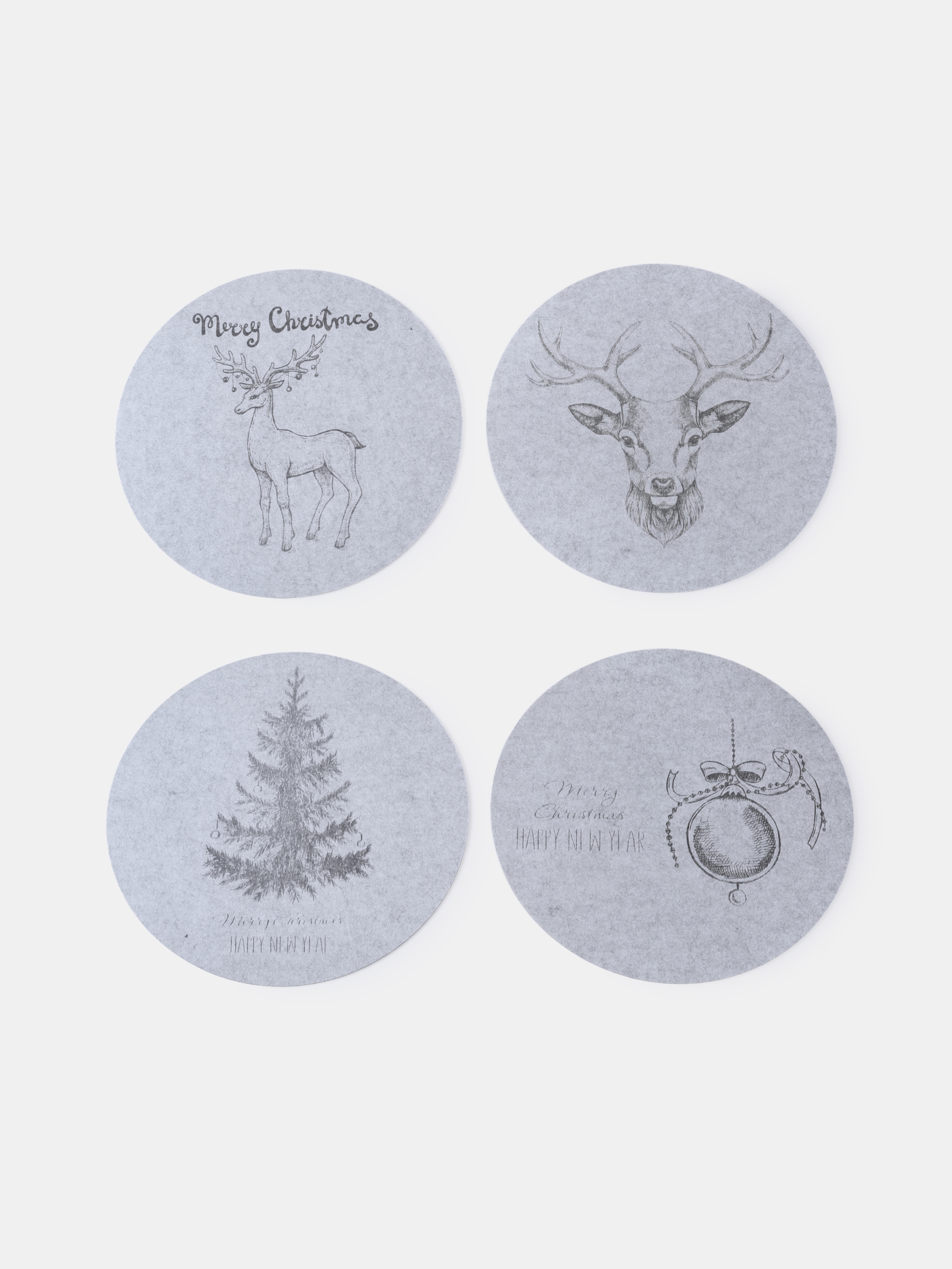 Sinsay - Σουπλά τραπεζιού με χριστουγεννιάτικο μοτίβο 4 pack - ανοιχτό γκρι φωτογραφία