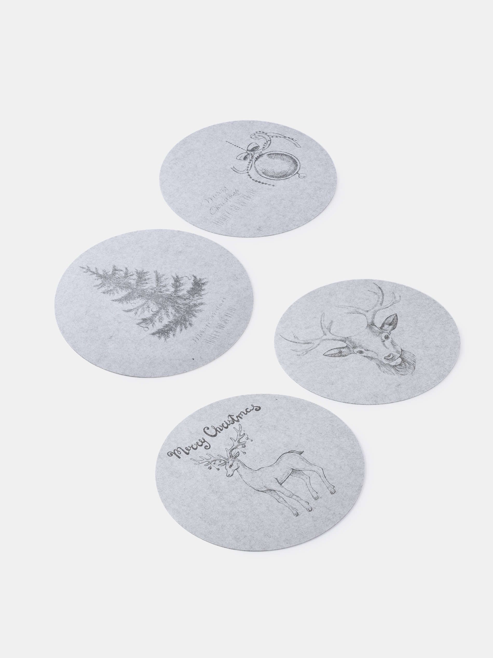 Sinsay - Σουπλά τραπεζιού με χριστουγεννιάτικο μοτίβο 4 pack - ανοιχτό γκρι φωτογραφία