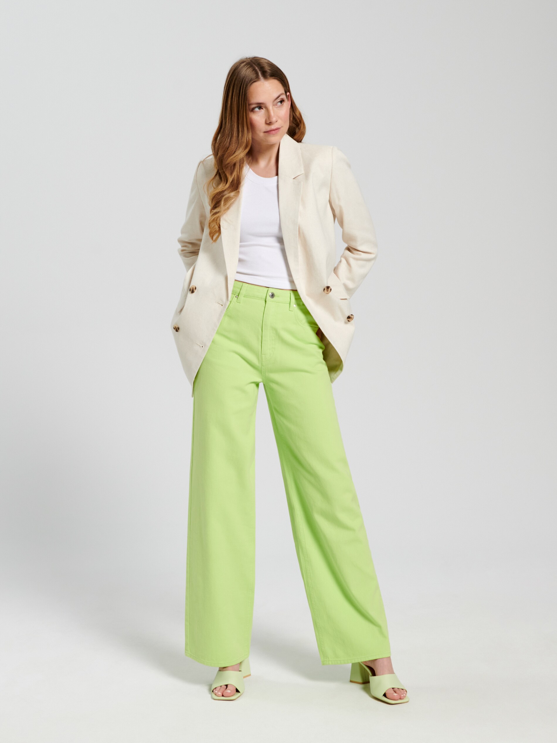 Sinsay - High waist wide leg farmer - Zöld termék 2. képe