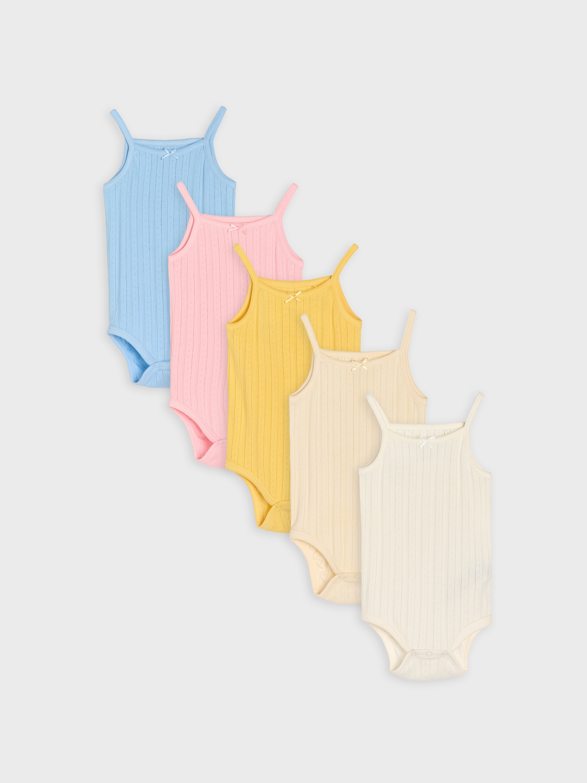 Sinsay - Body z ażurowej dzianiny na ramiączkach 5 pack - kremowy