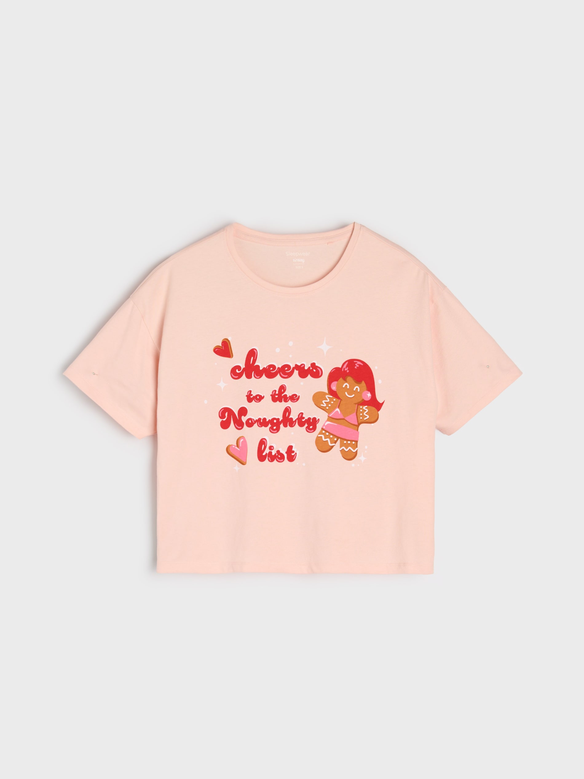 Sinsay - Πυτζάμα δύο τεμαχίων από βαμβάκι με τύπωμα - ροζ παστελ φωτογραφία