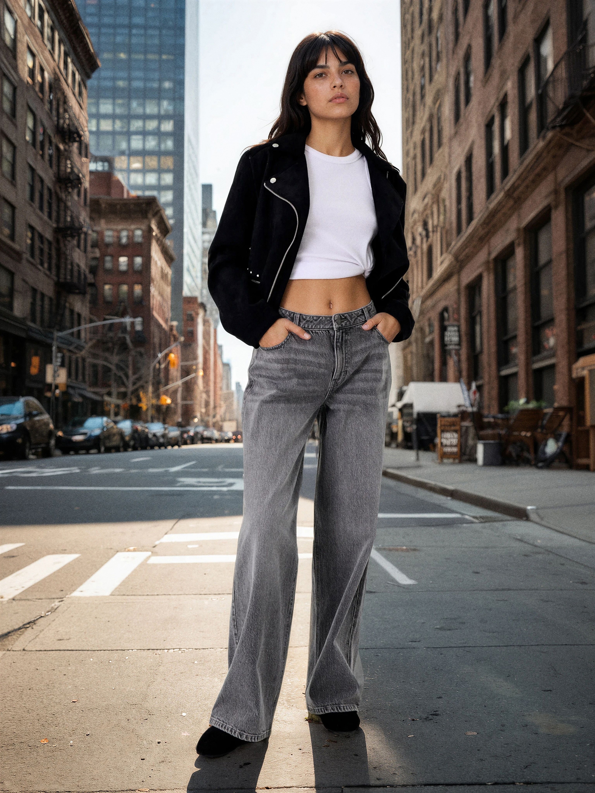 Sinsay - Jeansy wide leg z efektem sprania - szary