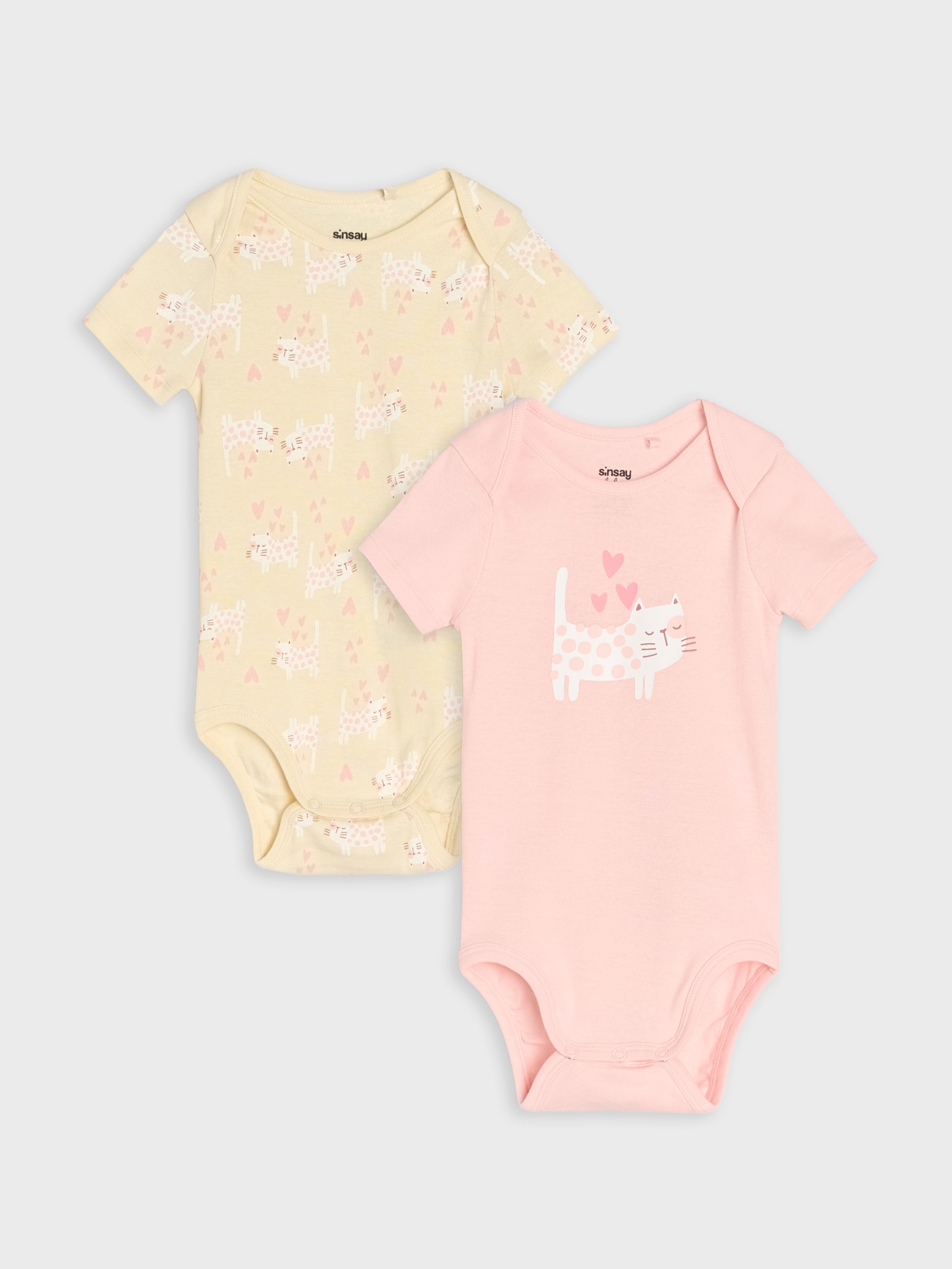 Sinsay - Body z prążkowanej dzianiny 2 pack - kremowy