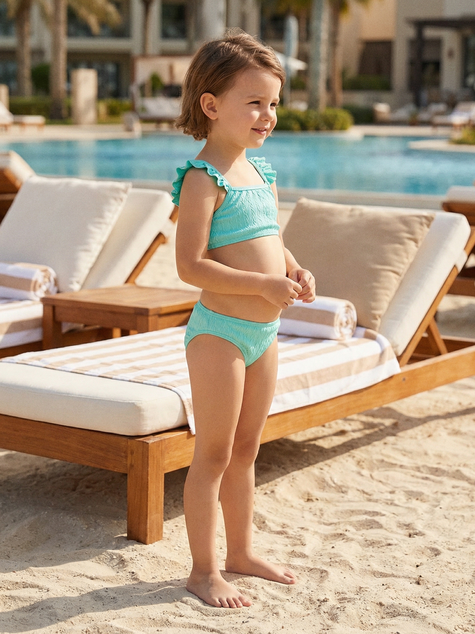 Sinsay - Dwuczęściowy strój kąpielowy z falbanami na ramionkach - zielony