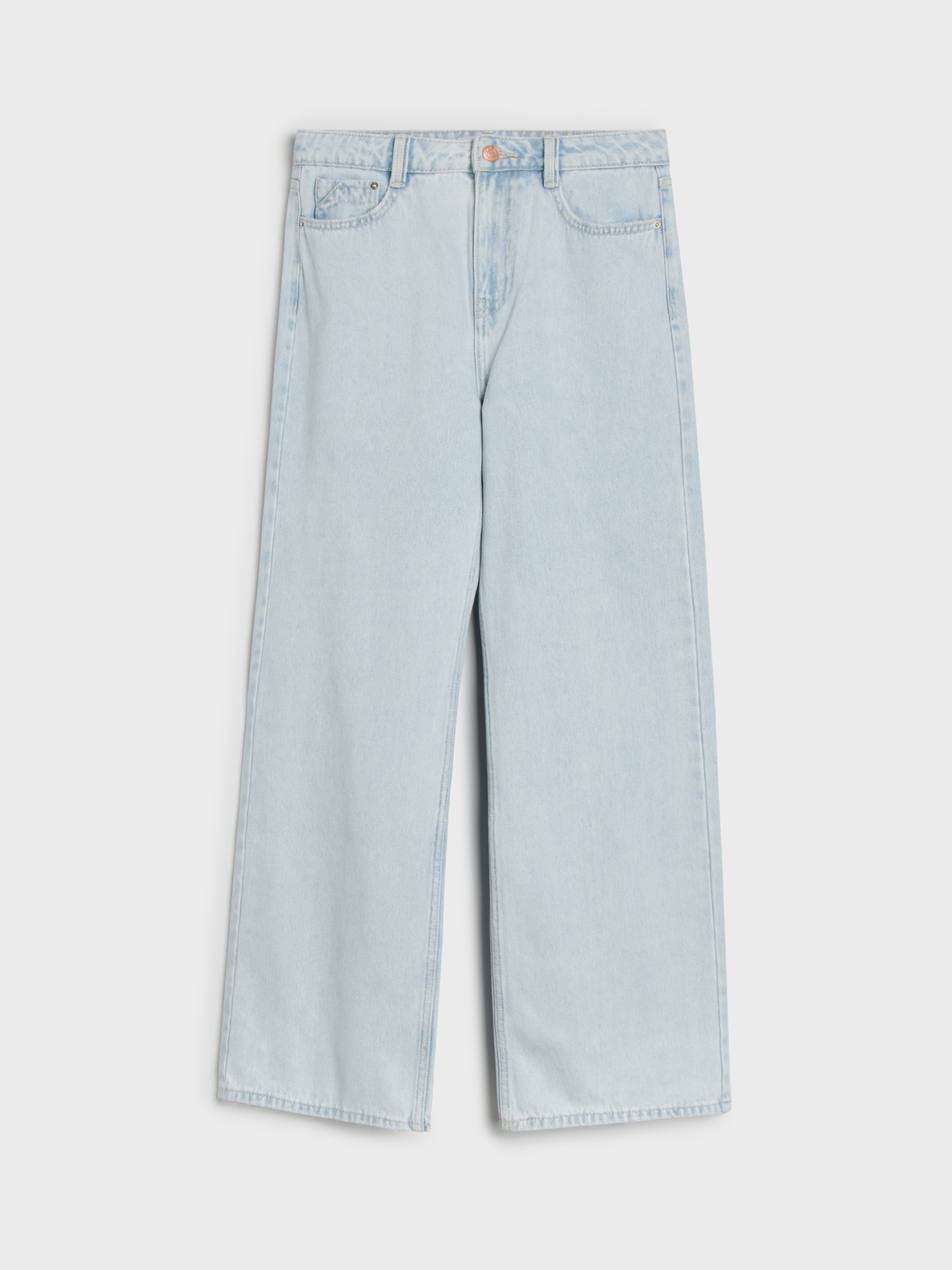 Sinsay - Jeansy wide leg z efektem sprania - niebieski