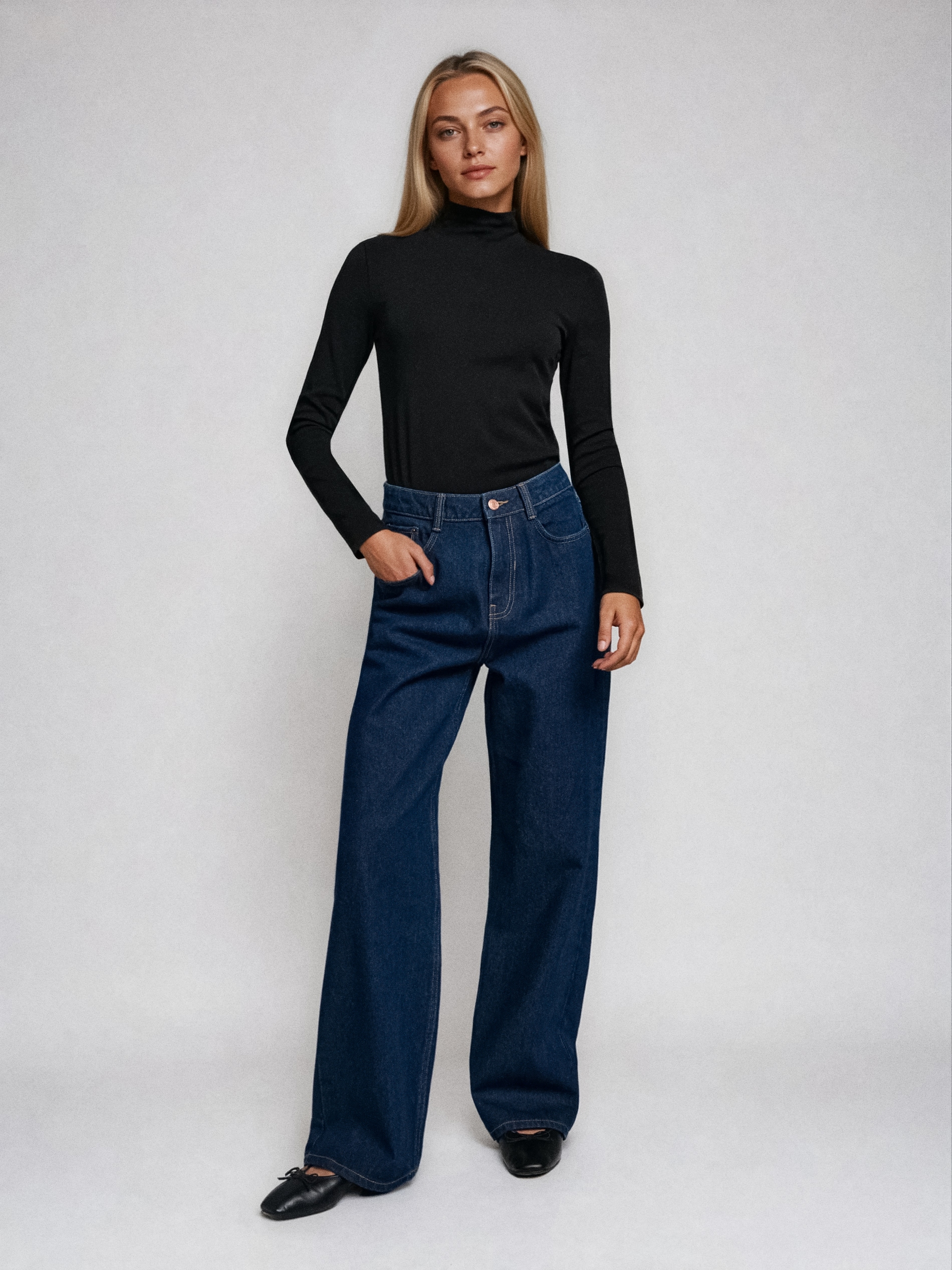 Sinsay - Jeansy wide leg - niebieski