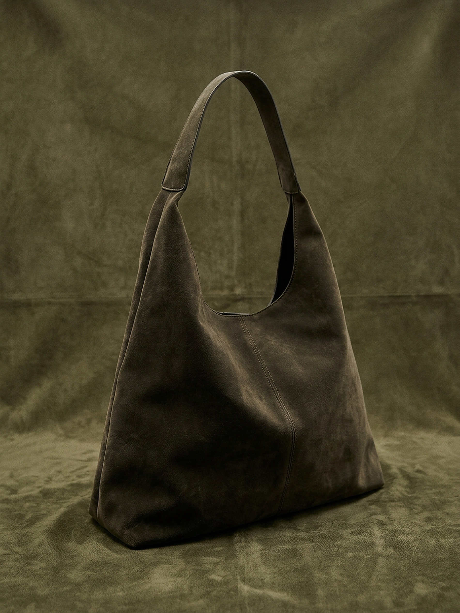 Sinsay - Torba hobo z imitacji zamszu - khaki