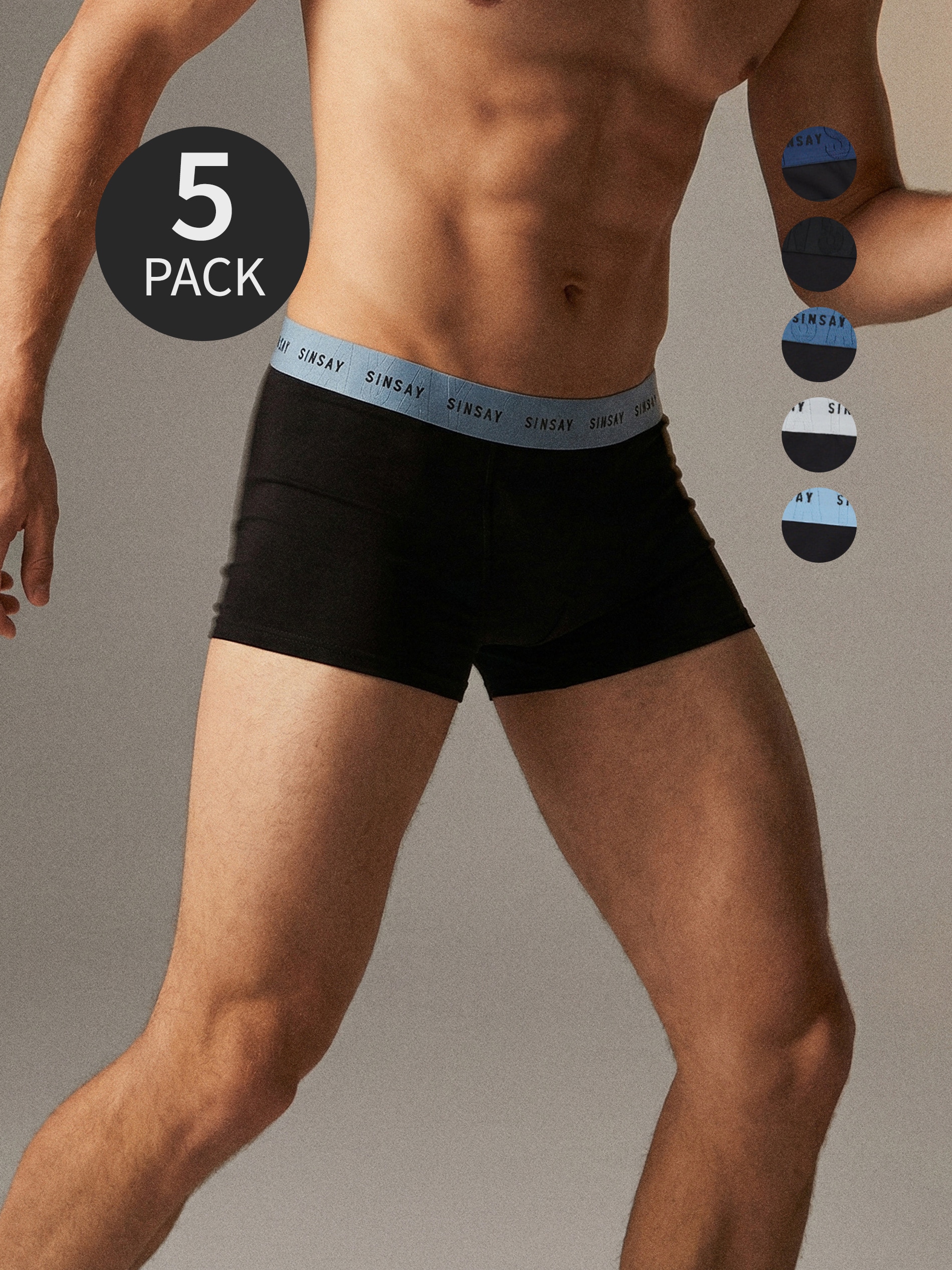Sinsay - Bawełniane bokserki Classic 5 pack - czarny