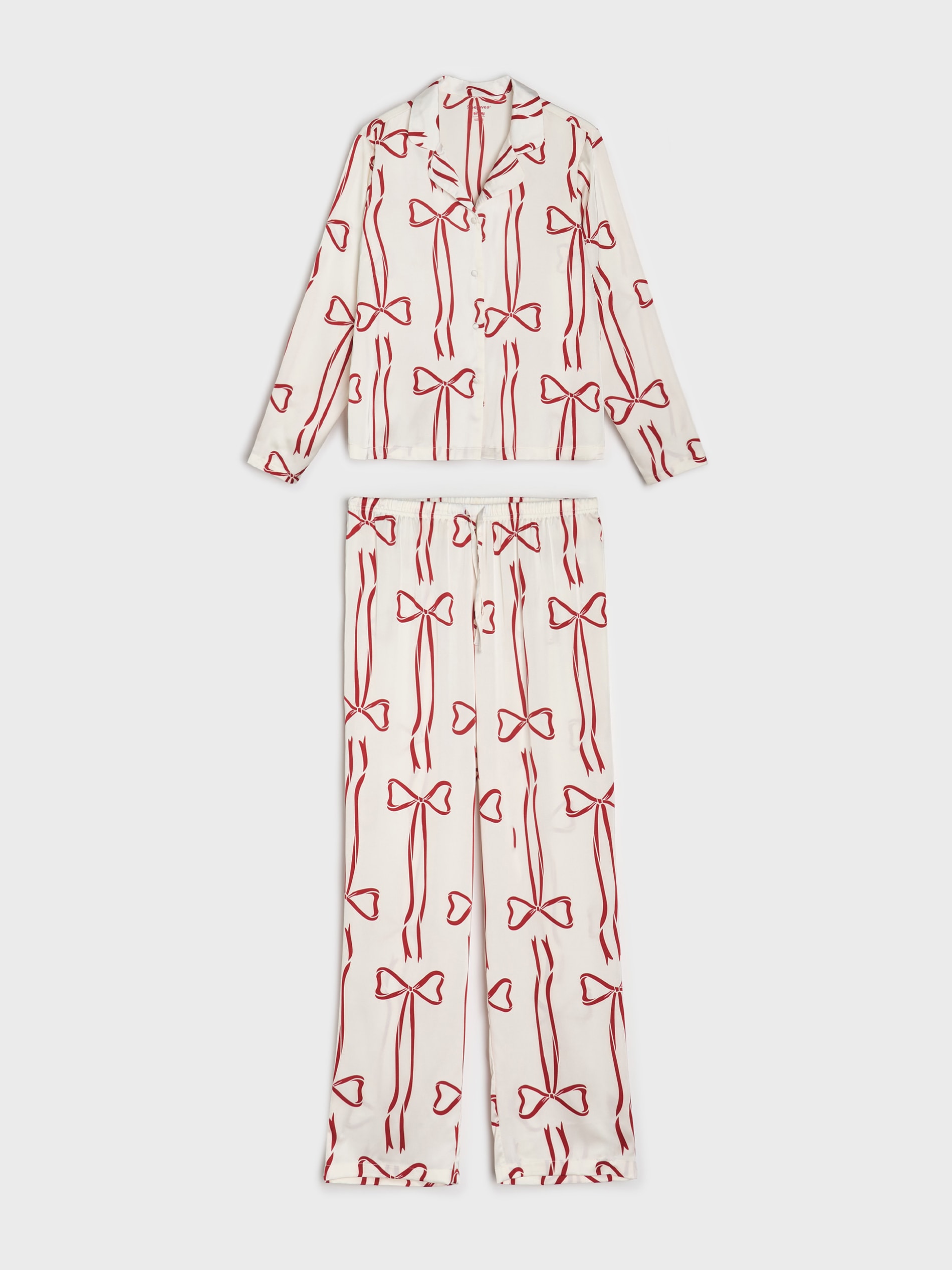 Sinsay - Δίκομματη πιτζάμα με χριστουγεννιάτικο μοτίβο - κρεμ φωτογραφία