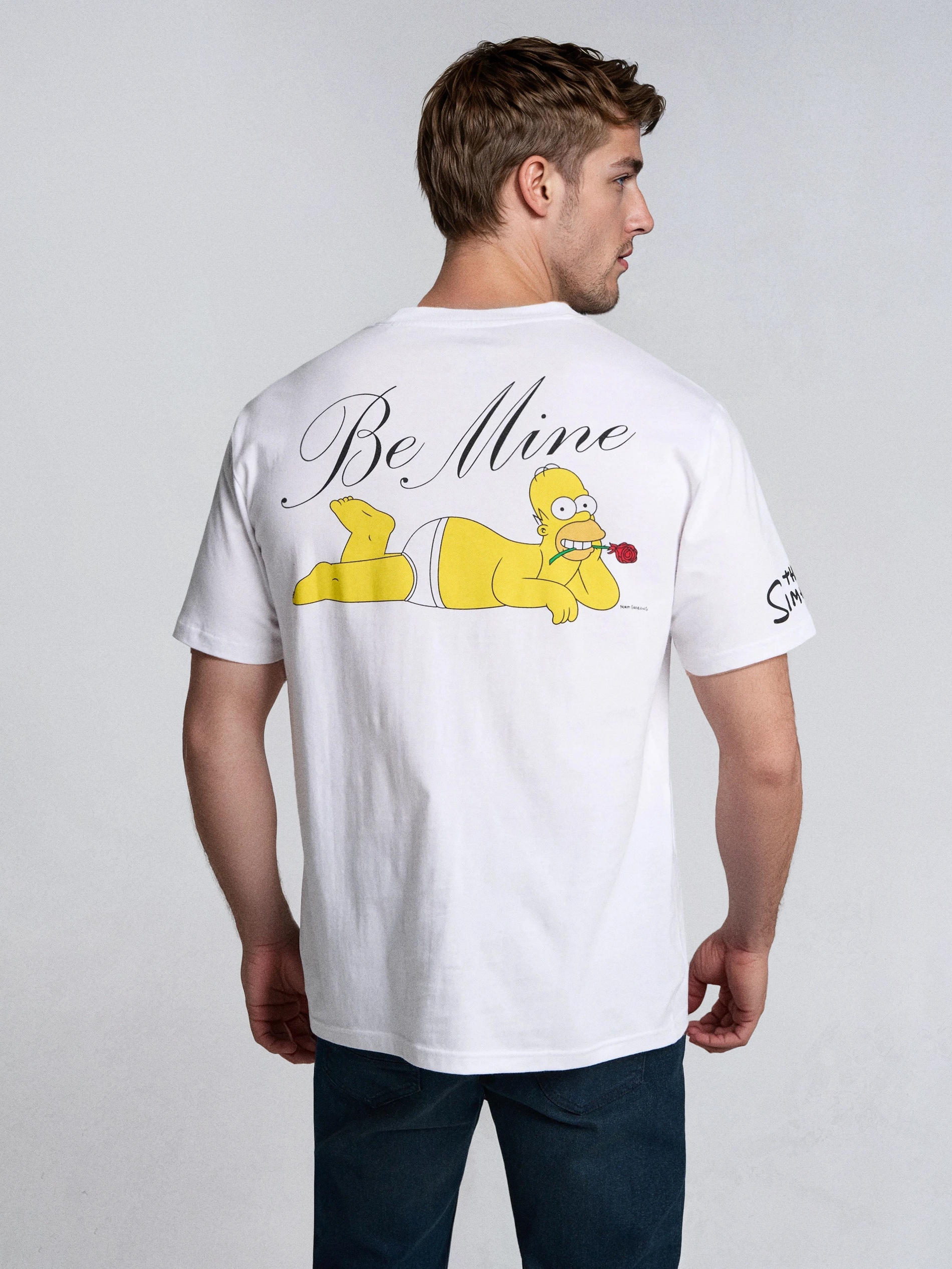 Sinsay - Bawełniana koszulka z nadrukiem na plecach The Simpsons - biały