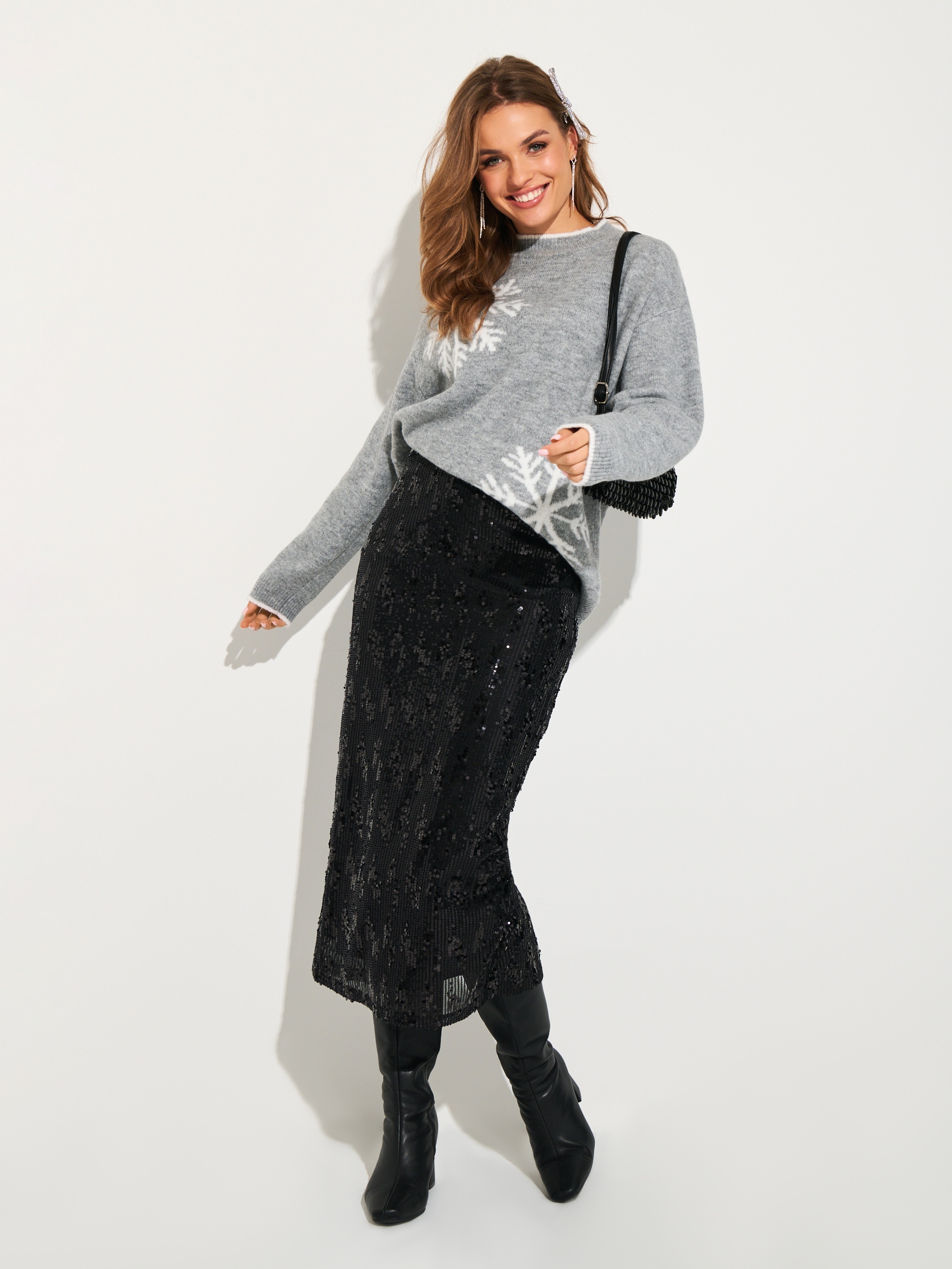 Sinsay - Πουλόβερ με νιφάδες χιονιού - ανοιχτό γκρι φωτογραφία