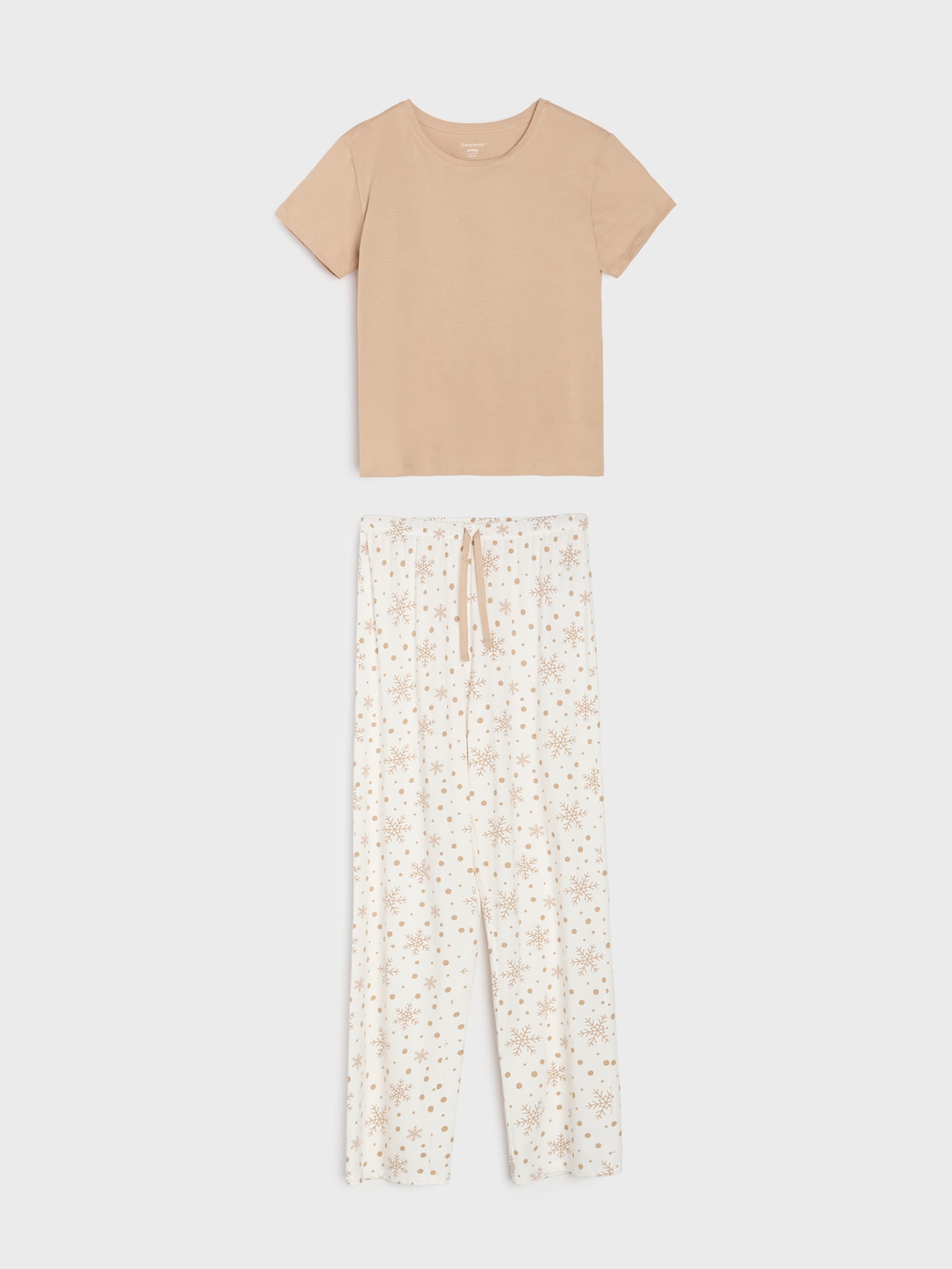 Sinsay - Βαμβακερή πιτζάμα δύο τεμαχίων - μπεζ φωτογραφία