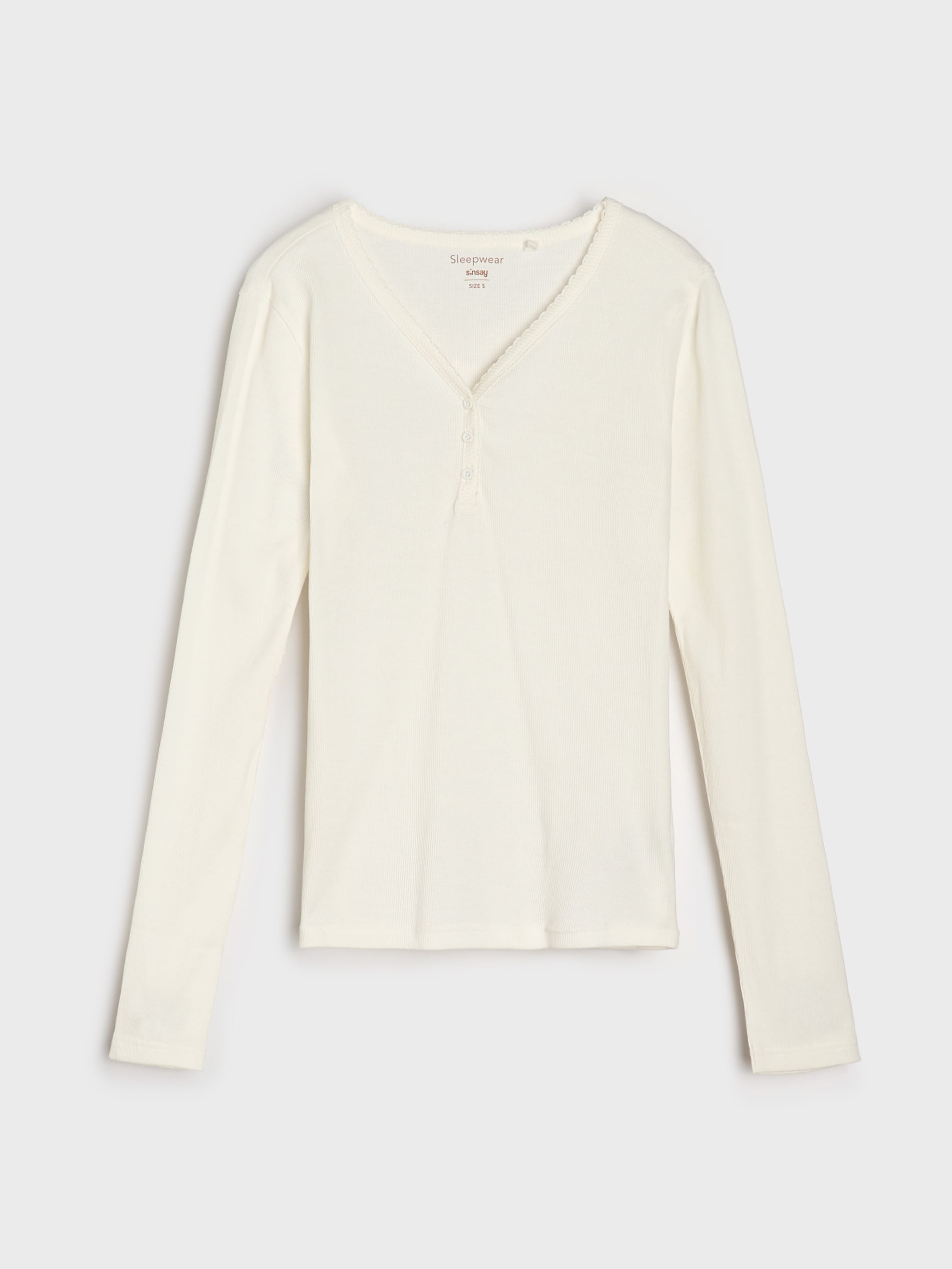 Sinsay - Βαμβακερή πιτζάμα δύο τεμαχίων - λευκο φωτογραφία