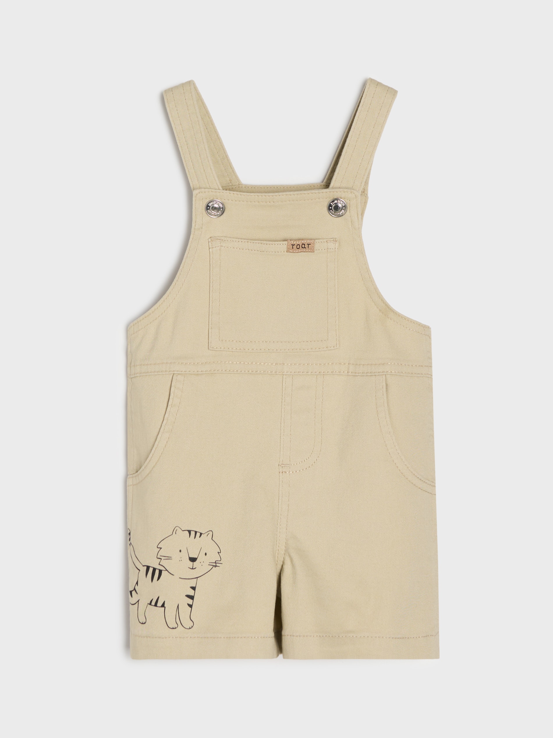 Sinsay - Jeansowe szorty ogrodniczki - beżowy