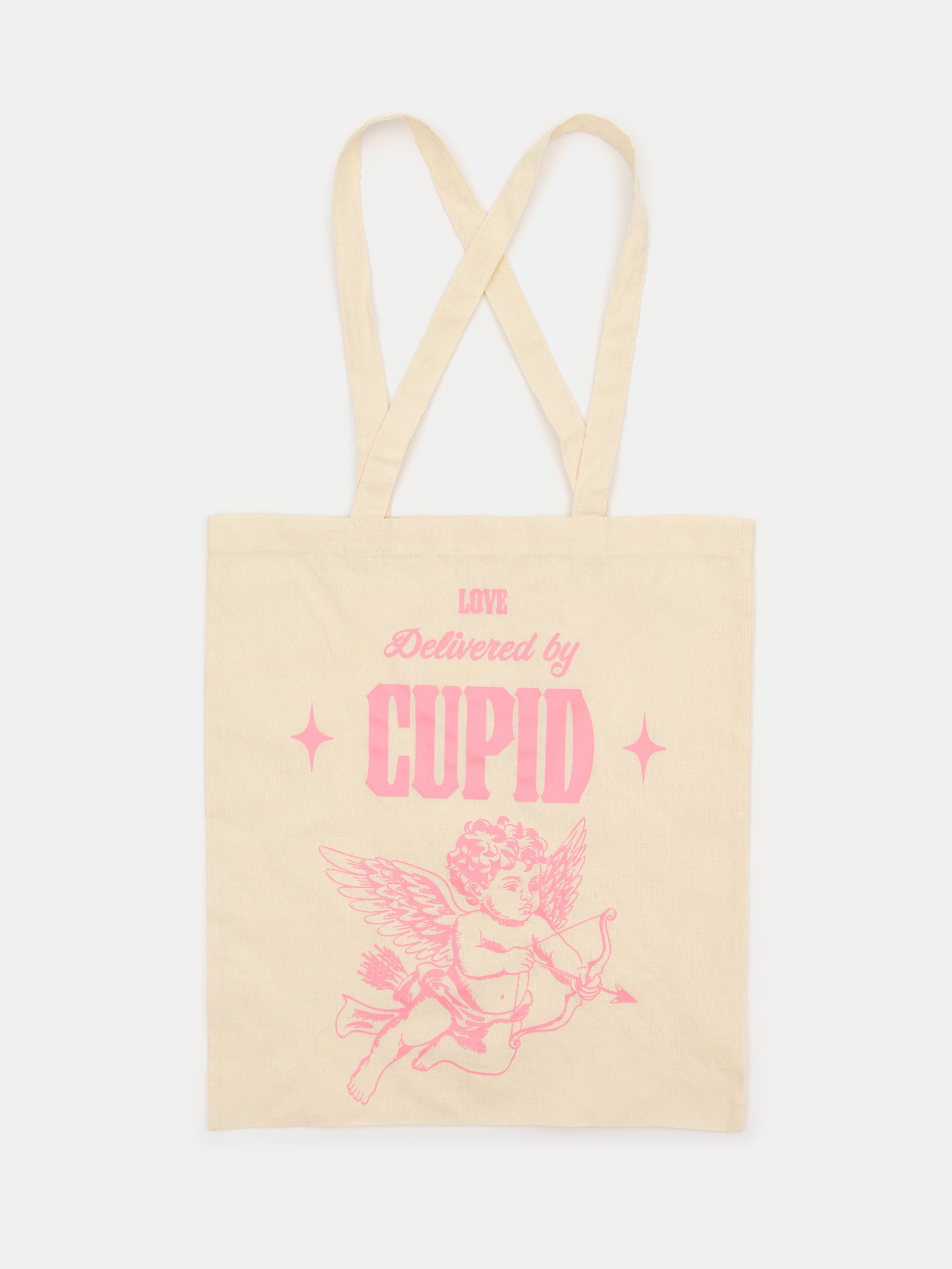 Sinsay - Torba materiałowa z walentynkowym nadrukiem Kupidyna - kremowy