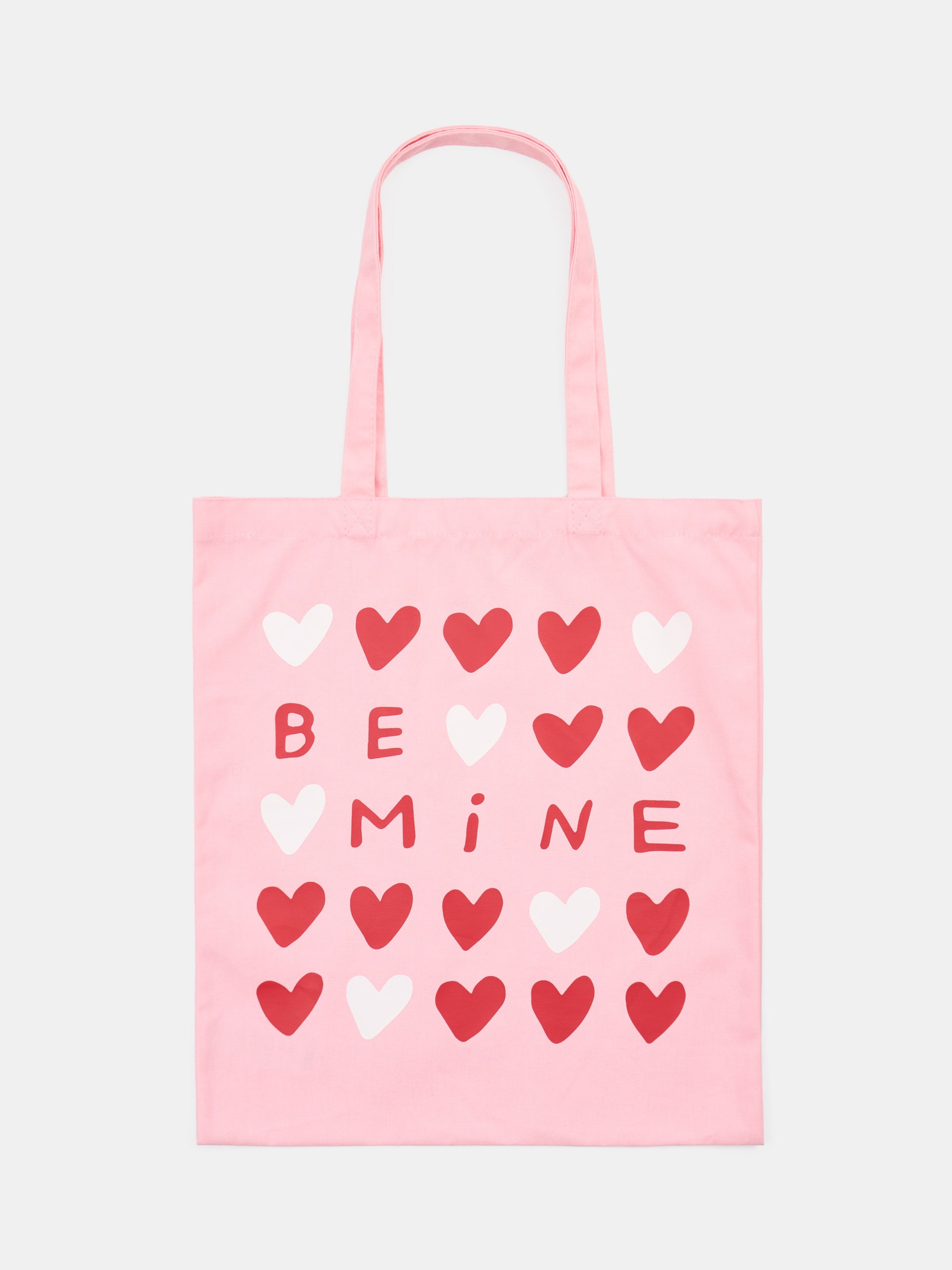 Sinsay - Materiałowa torba shopper z nadrukiem w serca - różowy