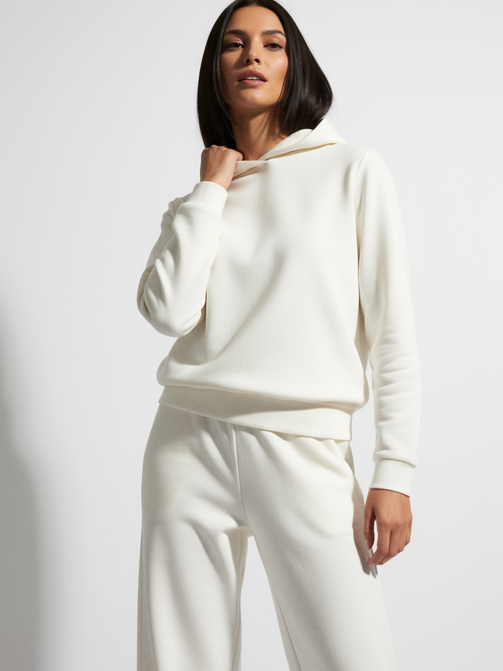 Sinsay - Bluza z kapturem i kieszenią - kremowy