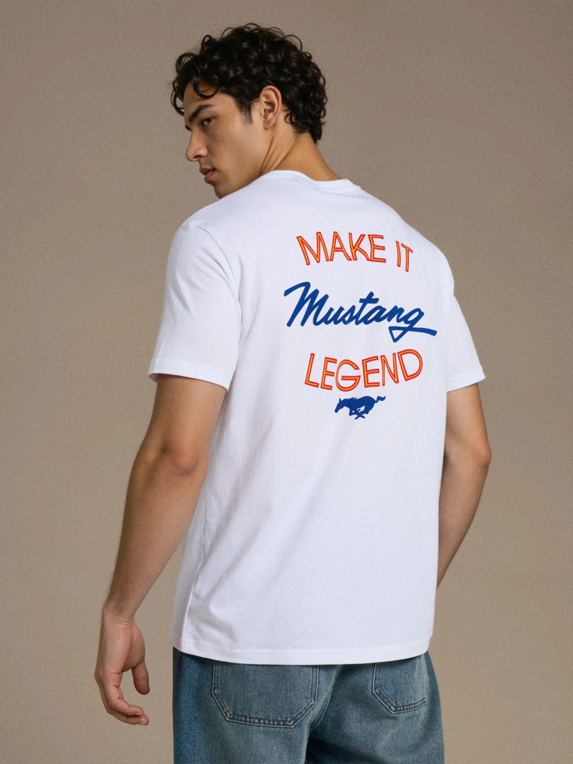 Sinsay - Bawełniana koszulka z nadrukiem na plecach Ford - biały