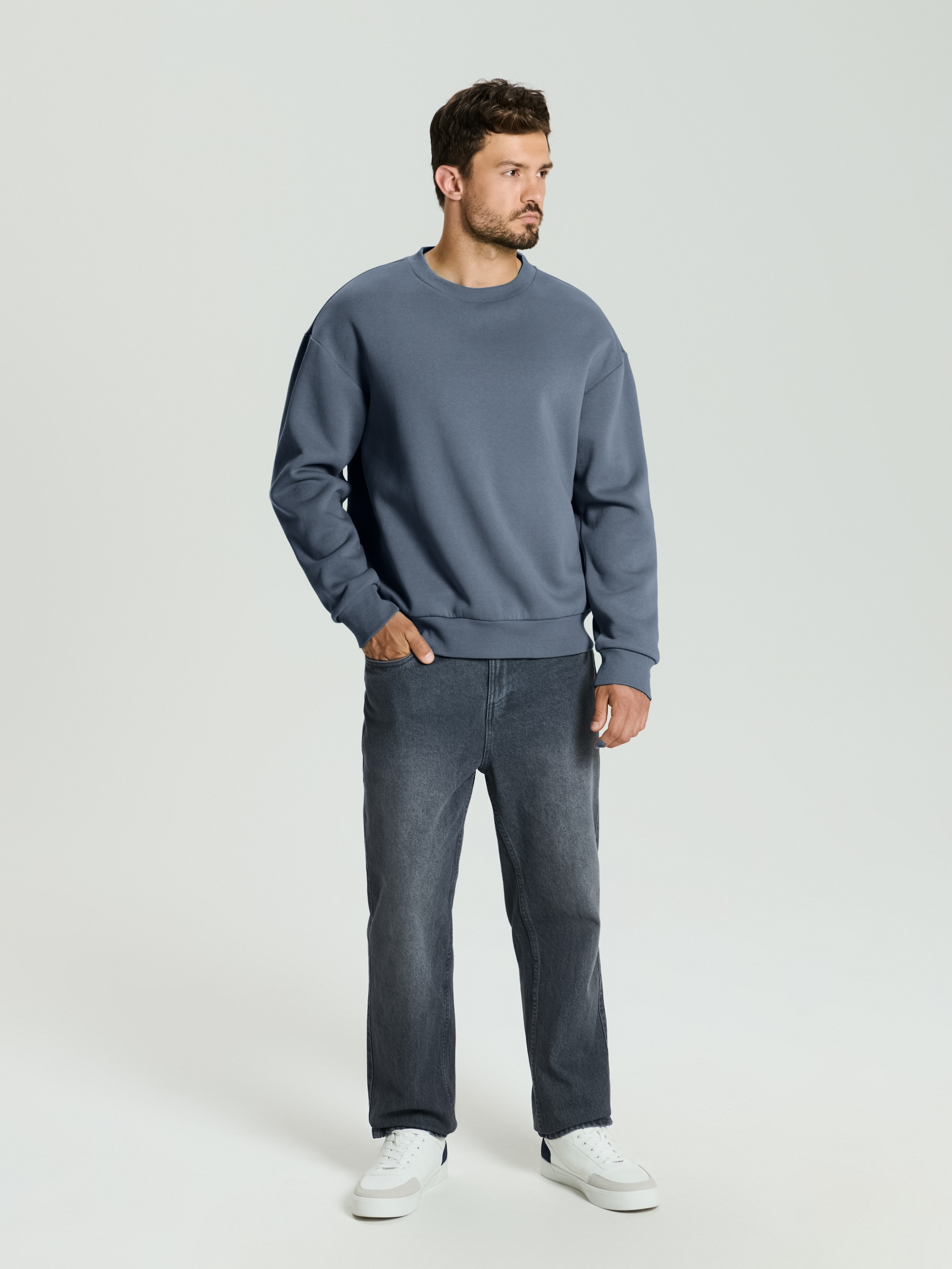 Sinsay - Bluza basic comfort fit - szary