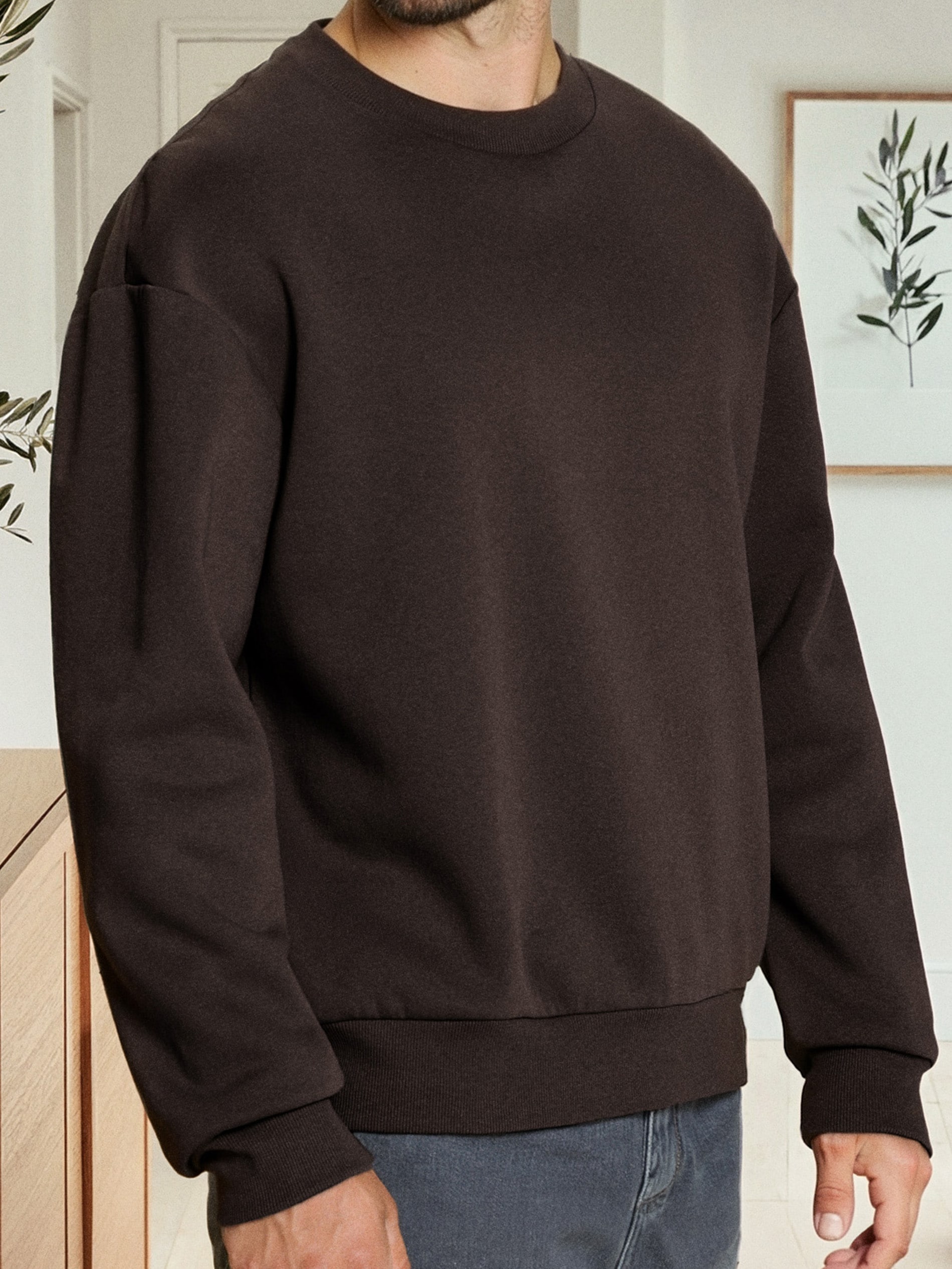 Sinsay - Bluza basic comfort fit - brązowy