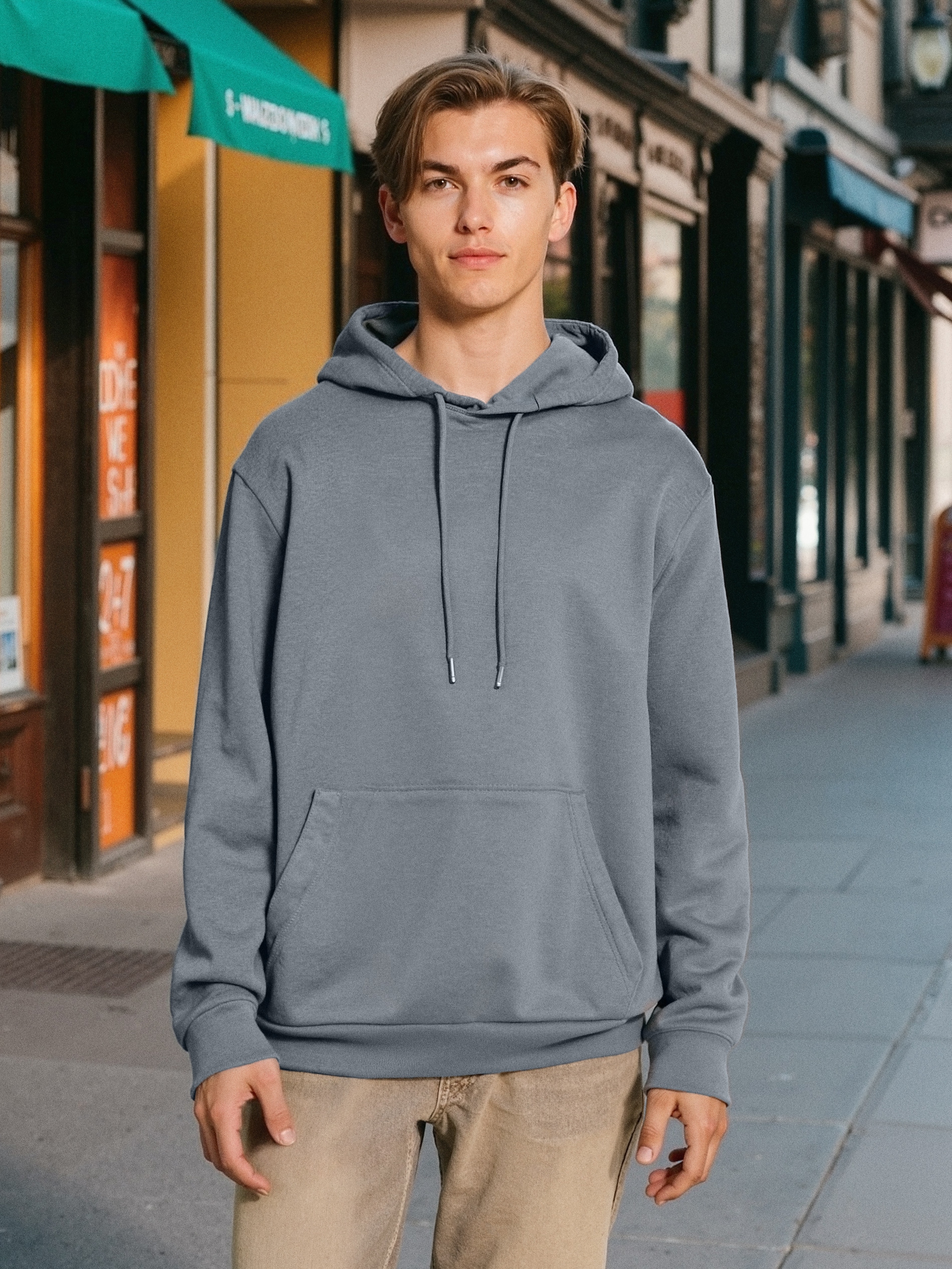 Sinsay - Bluza hoodie basic - niebieski