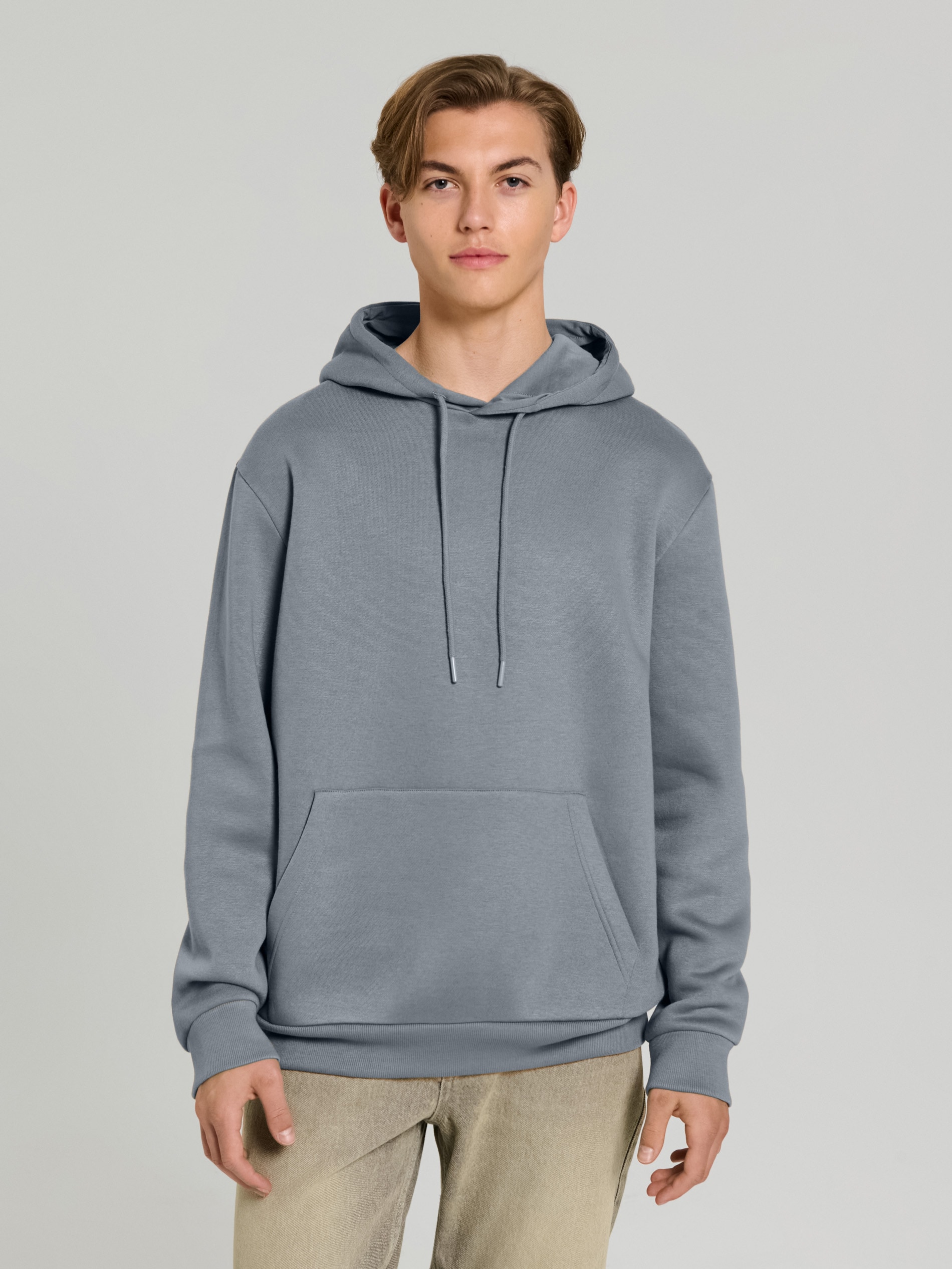 Sinsay - Bluza hoodie basic - niebieski