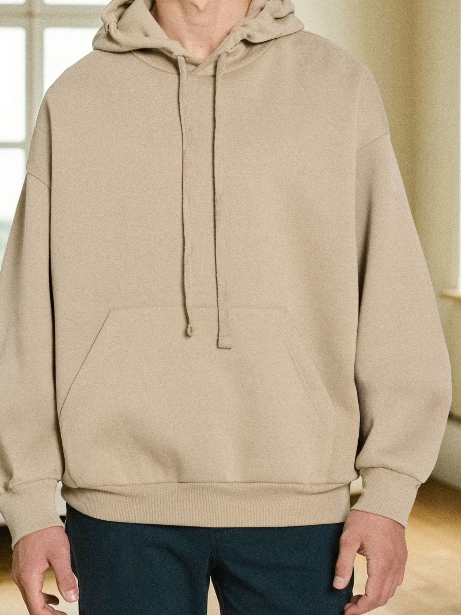 Sinsay - Bluza hoodie comfort fit - beżowy